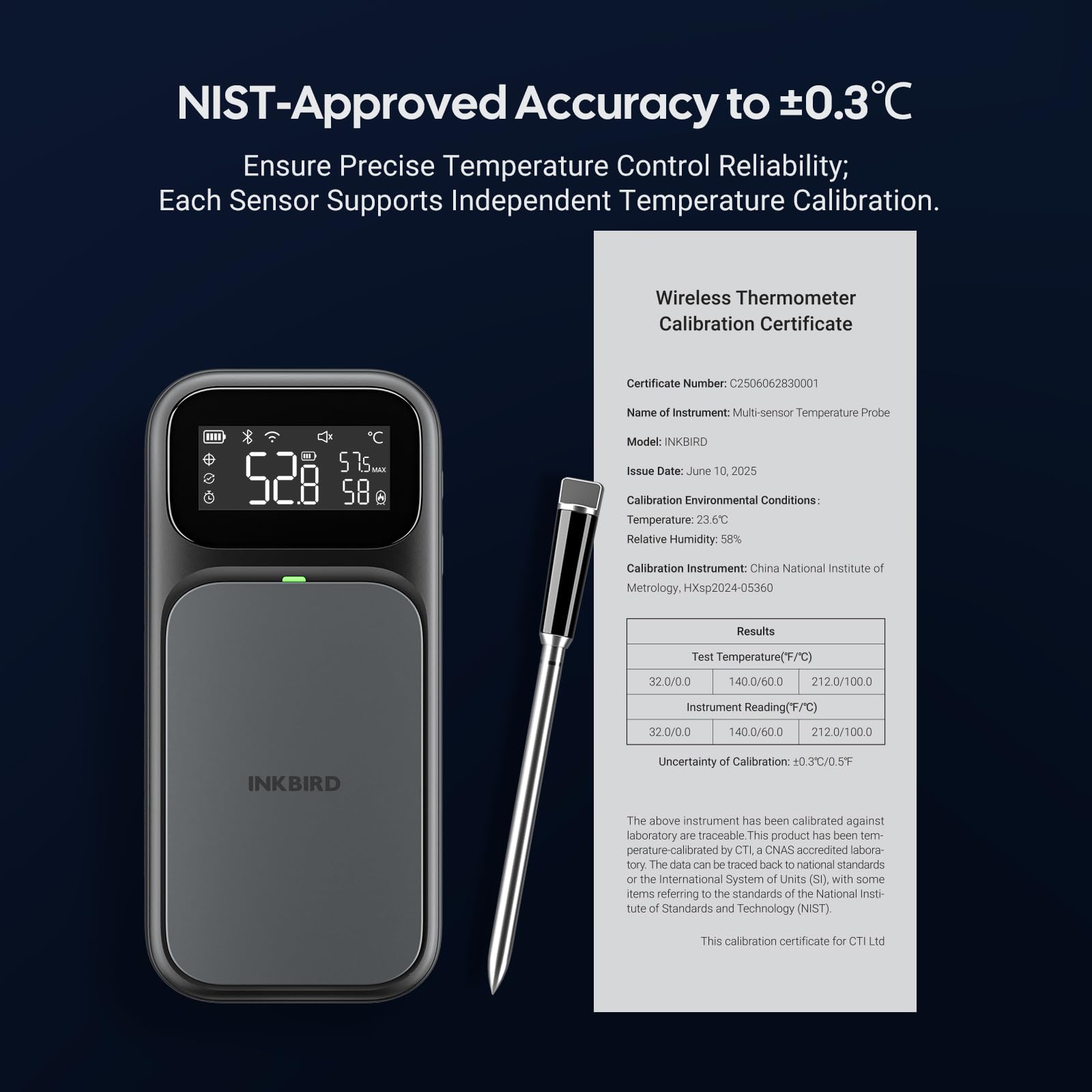 INKBIRD Termometro per Carne con Connessione Duale WiFi 5G e Bluetooth 5.4,Sonda Multi-sensore,Allarmi Temperatura e Indicatore di Cottura