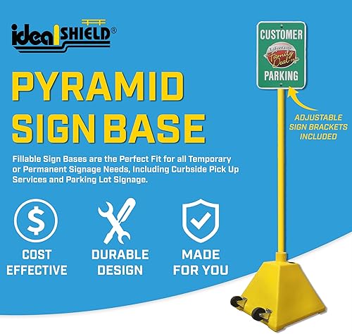 Miniatura 2 de Ideal Shield - Base de letrero portátil roja y soporte para letreros, 96 pulgadas de alto. Perfecto para entrega en acera. Incluye base de letrero