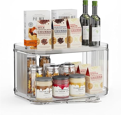 Miniatura 1 de Lazy Susan - Organizador giratorio de 2 niveles para gabineteencimeradespensabañobarra de café, almacenamiento giratorio de 360 Lazy Susan de 12.8