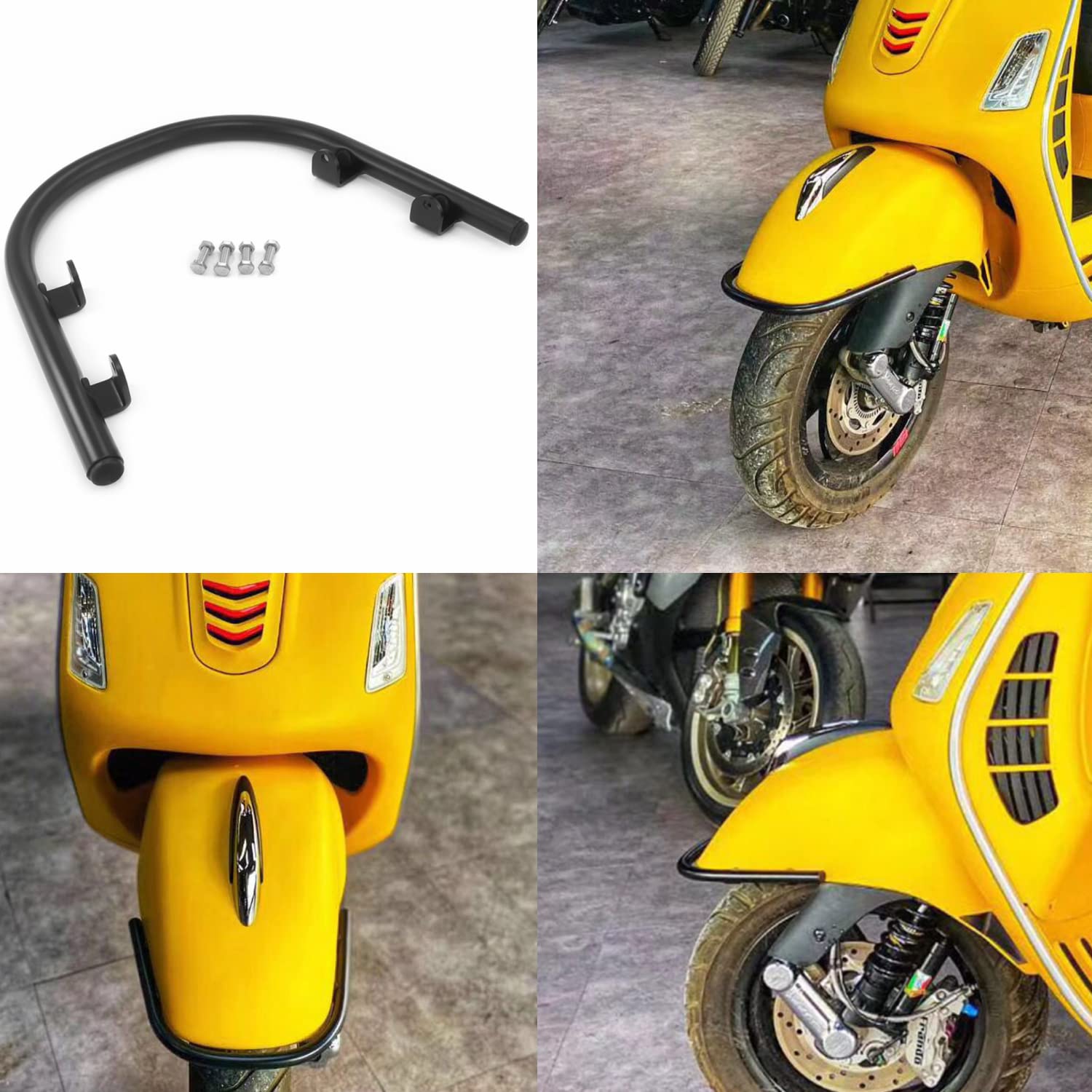 HEINMO Motorcycle Accessories Front Fender Mudguard Bumper Crash Bar Guard Bracket Support Falling Protection for GTS 200 250 300 2013-2020 2021 (B Silver)