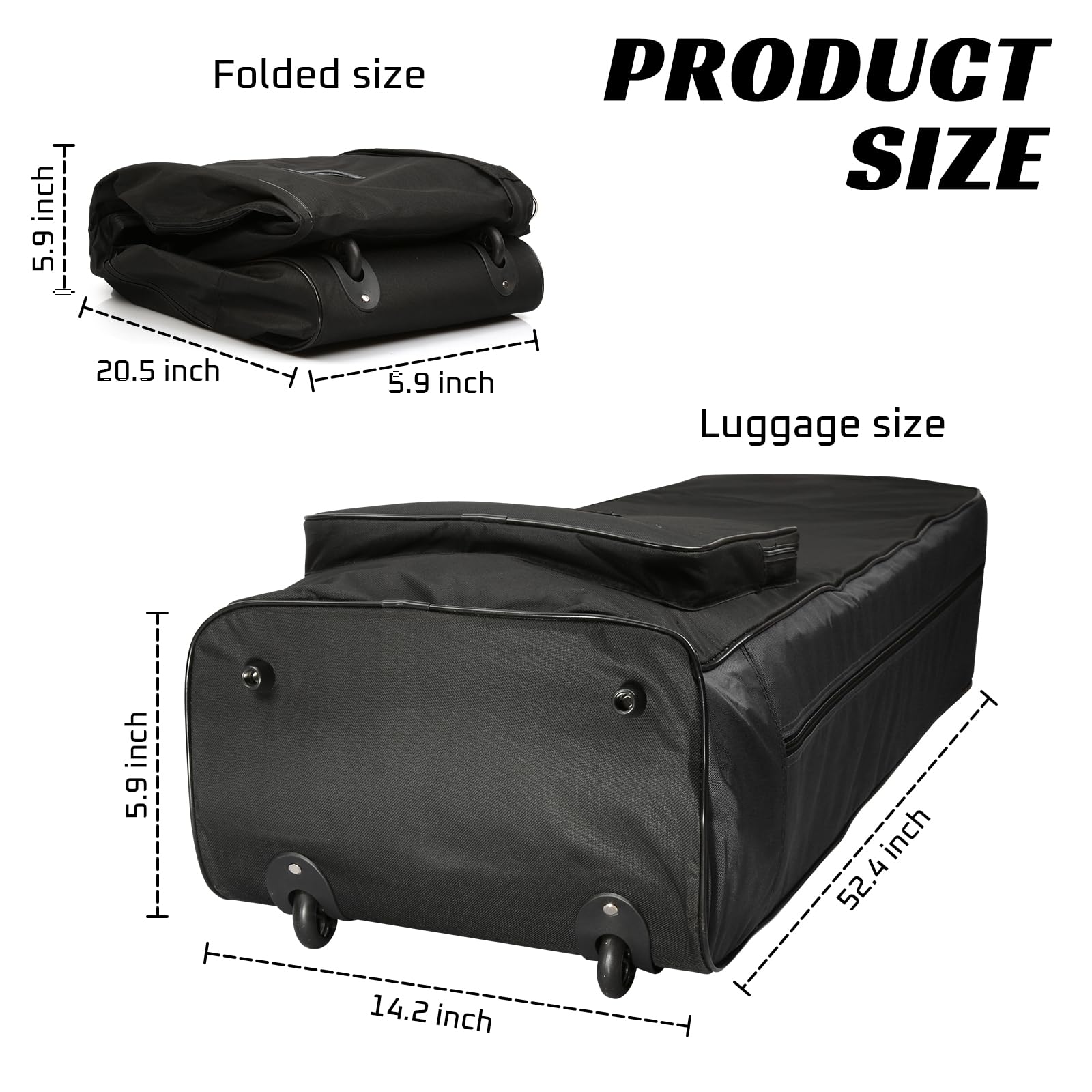XUZ Golf Club Travel Bags for Airlines - Soft Sided Travel Golf Bags for Airlines, 1200D Foldable Golf Club Covers Stuff, Wheels Travel Case with Accessories
