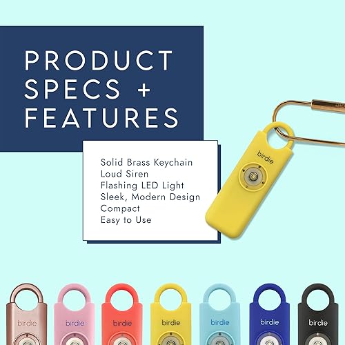 Miniatura 21 de She's Birdie – La alarma de seguridad personal original para mujer, sirena de 130dB, luz estroboscópica intermitente, llavero de latón sólido