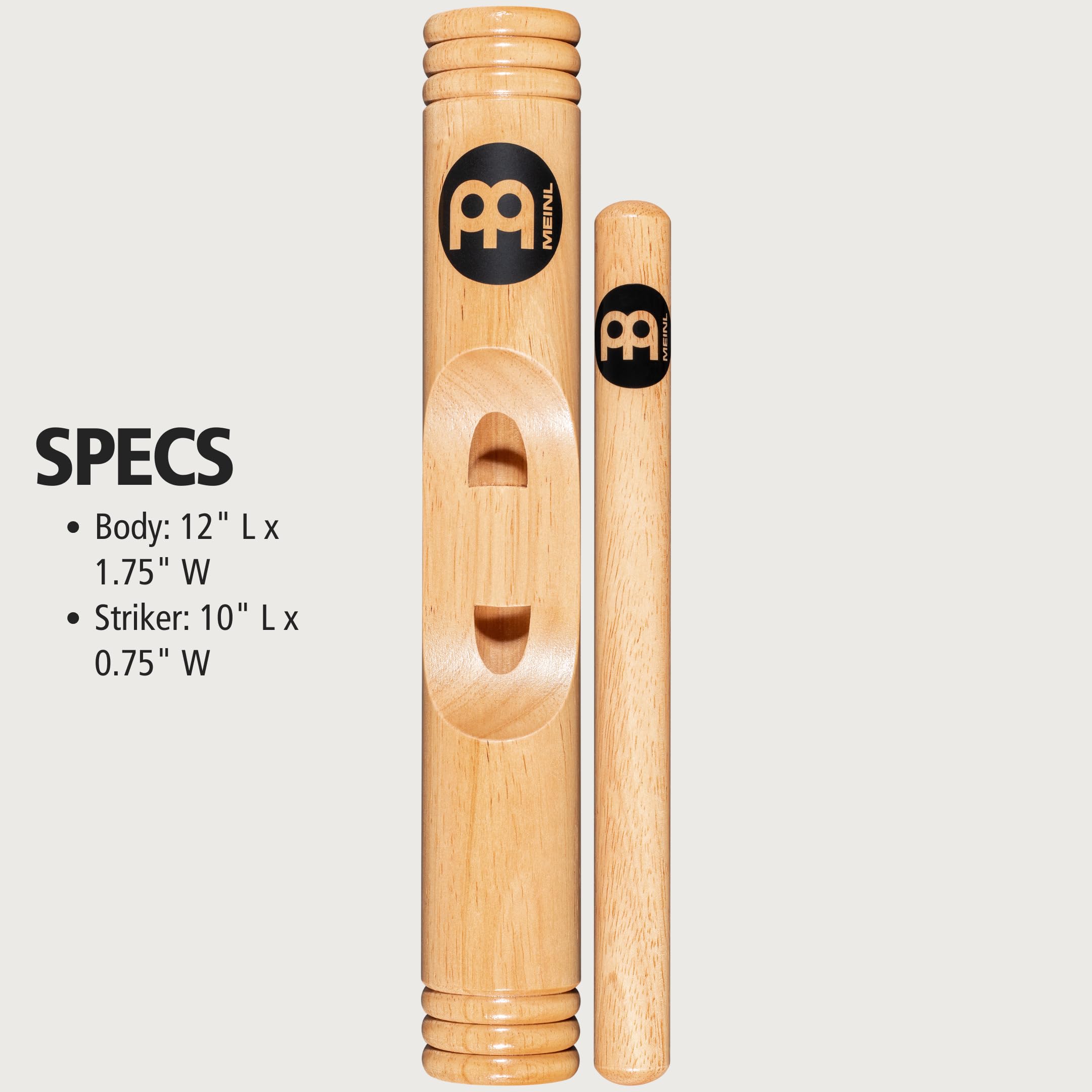 Meinl Percussion Wood Claves African - 1 Paar zylindrische Klanghölzer - Hohler Holzkorpus - Musikinstrument - Siam Eiche, Natur (CL3HW)