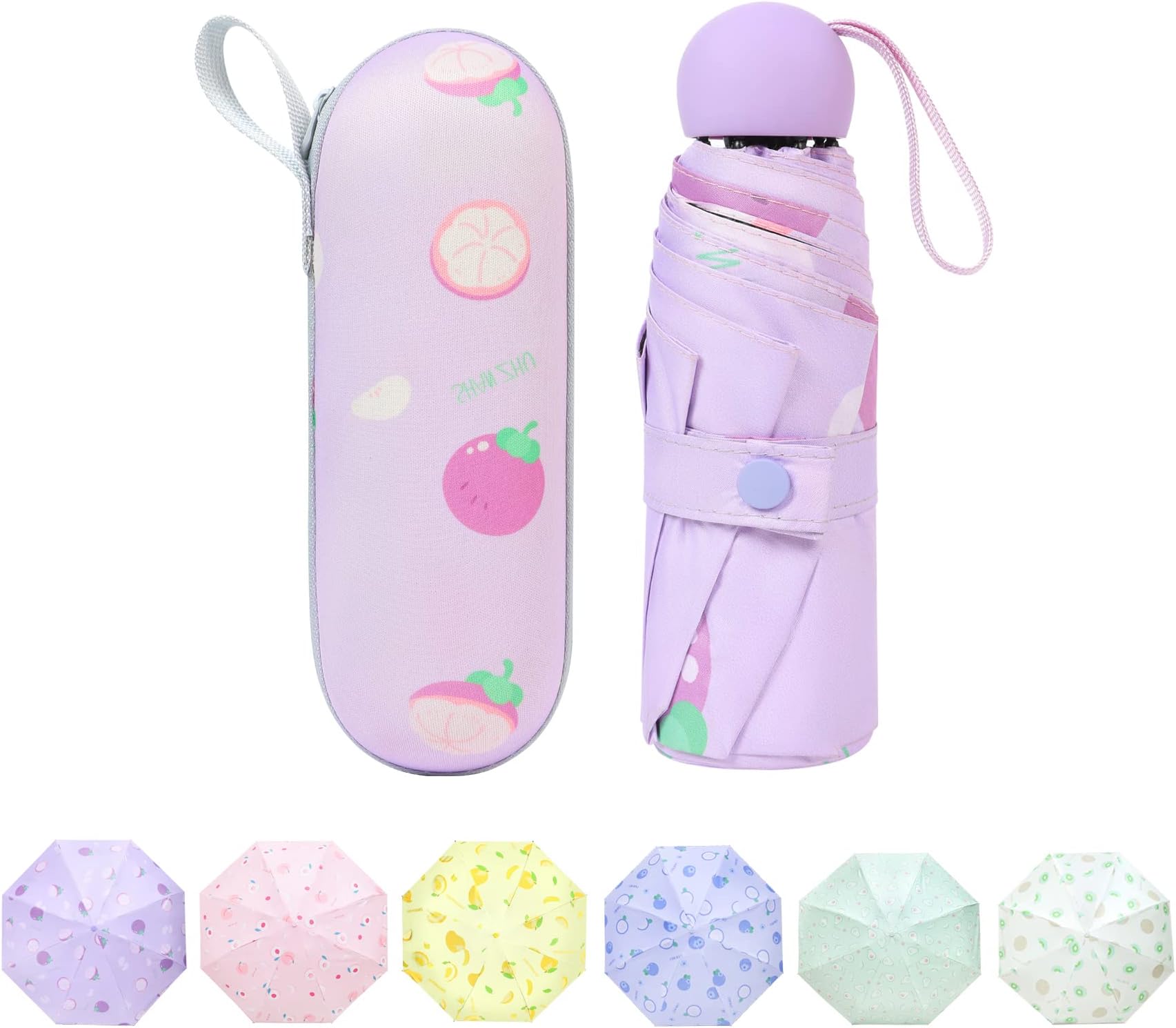 TIME LOVER Mini Windproof Folding Travel Umbrella, Sun & Rain Umbrellas, Compact Portable for Women Men Multiple Colors