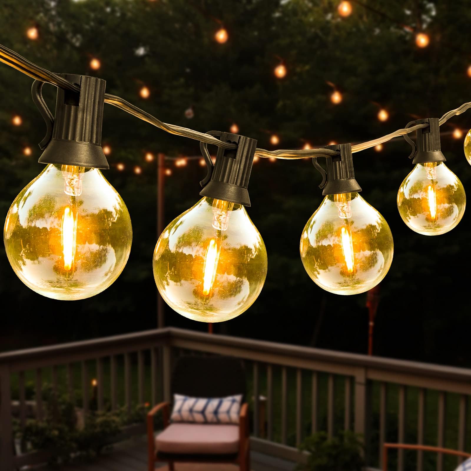 AVANLO LED Outdoor String Lights, 50FT Garden String Lights Mains Powered, Festoon Lights with 30+2 Bulbs for Indoor & Outdoor Décor Wedding Patio Cafe Party