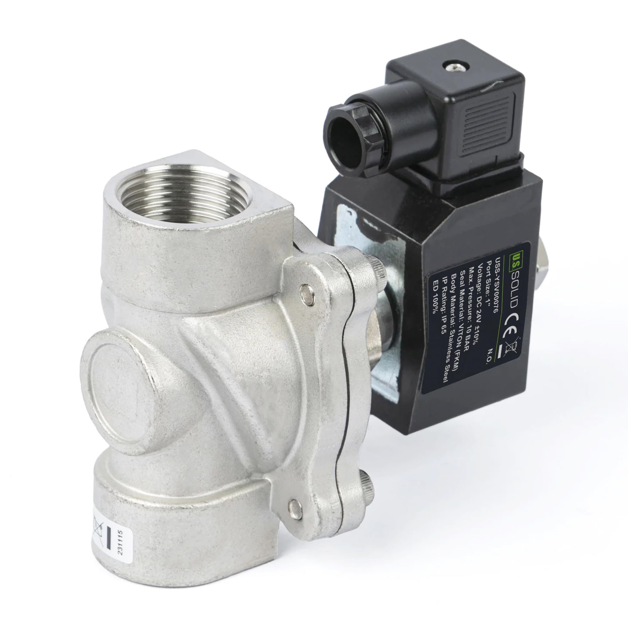 U.S. Solid Electroválvula acero inoxidable G 1 pulgada 24 V CC normalmente abierta 10 bar, válvula eléctrica para agua, aire, diésel, queroseno, gasolina