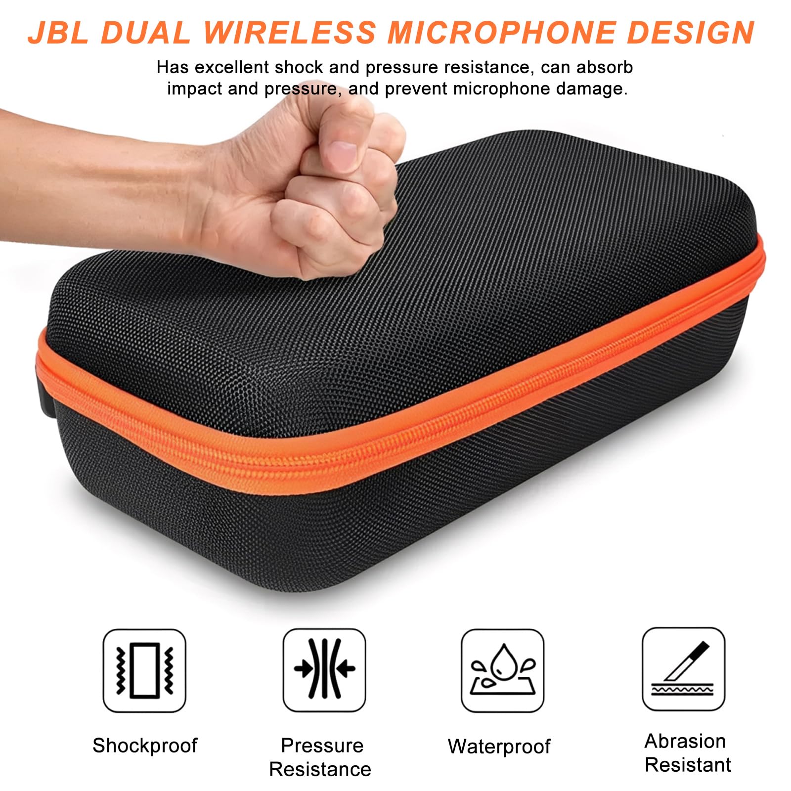 Sac de voyage portable Dual Mic : sac de voyage portable Dual Mic, compatible avec JBL Wireless Two microphone, poche pour microphone Bluetooth, récepteur, adaptateur, batterie (boîte
