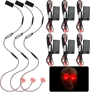 Retisee 9 Pcs Halloween Glowing LED Eyes with Micro Effects Controller Light Eyes for Mask Skull and Props Glowing Eyes wi...