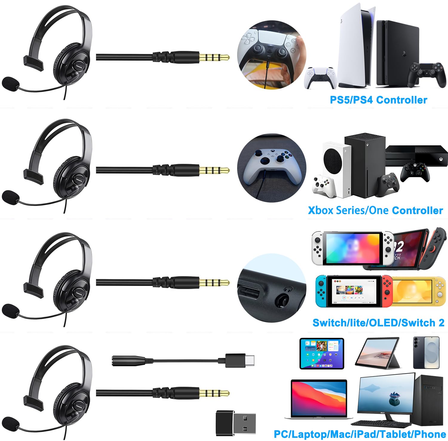 Amazon.co.jp: PS5 PS4 片側ヘッドセット、3.5mm有線オンラインゲーム Amazon.co.jp: PS5 PS4 片側ヘッドセット、3.5mm有線オンラインゲーム
