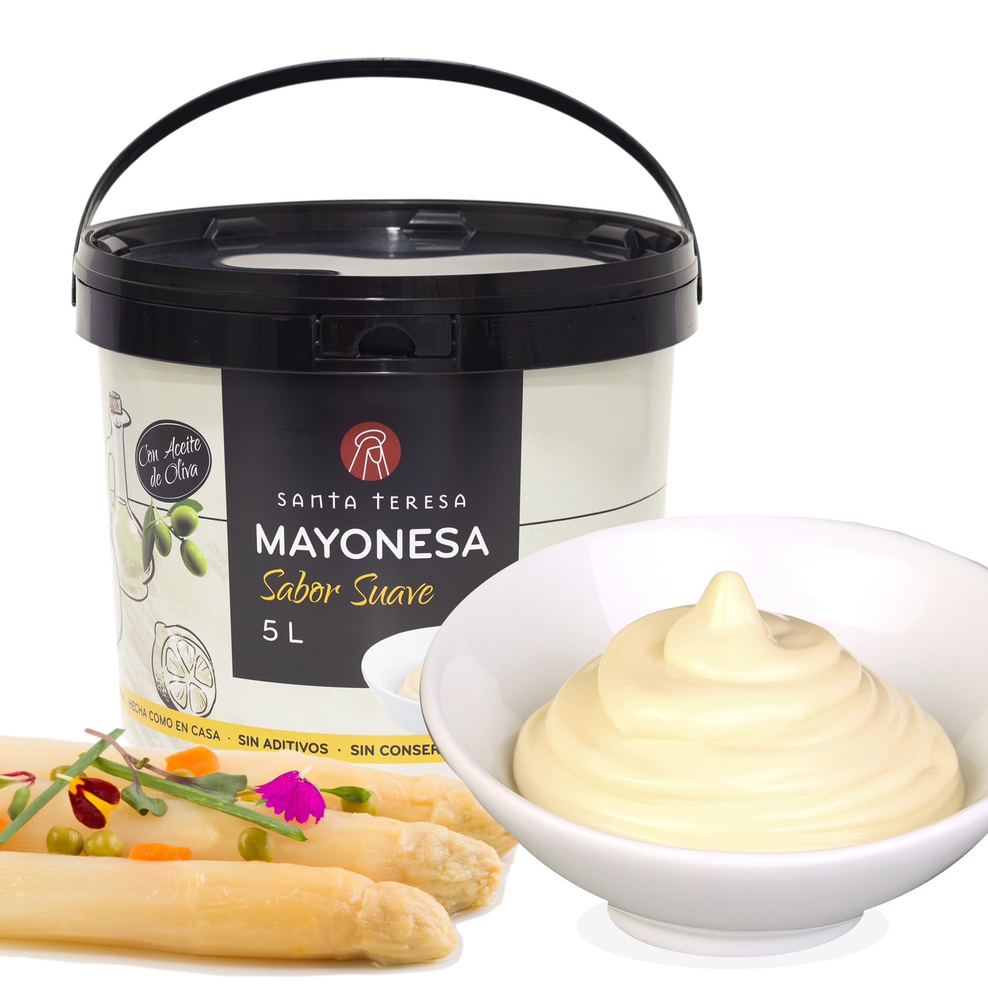 Santa Teresa - Mayonesa Sabor Suave Elaborada Con Ingredientes Naturales Sin Conservantes Ni Aditivos. 5 Litros
