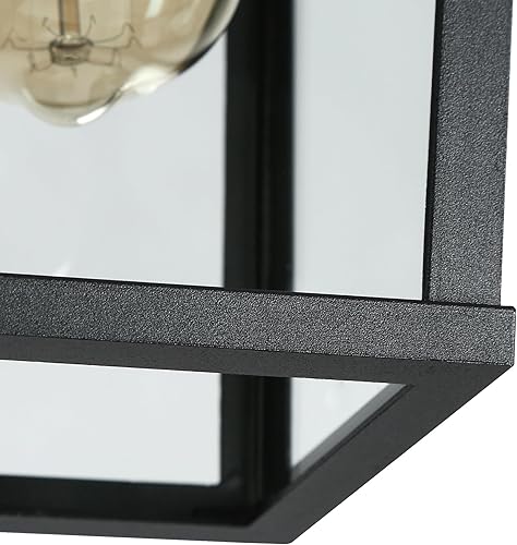 Miniatura 7 de Lámpara colgante para exteriores, luces colgantes antioxidantes para exteriores con cadena ajustable, luz de techo negra para exteriores con vidrio