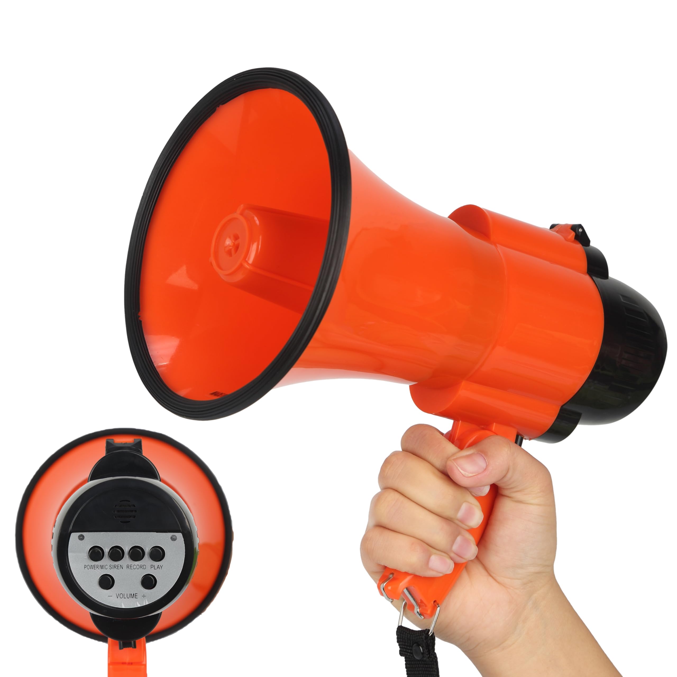 B S Portable 20W Mega Phone Bullhorn Loud Speaker with Bottle Opener, Alarm Siren Projection Range Up to 600 Square Yards for Recording, Outdoor Events and Crowd Management,Orange