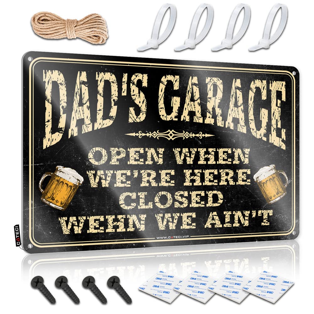 Metal Rules Funny Vintage Signs | Dad's Garage Farmhouse Decorative Wall Art Ready To Hang For Classroom(20X30CM)