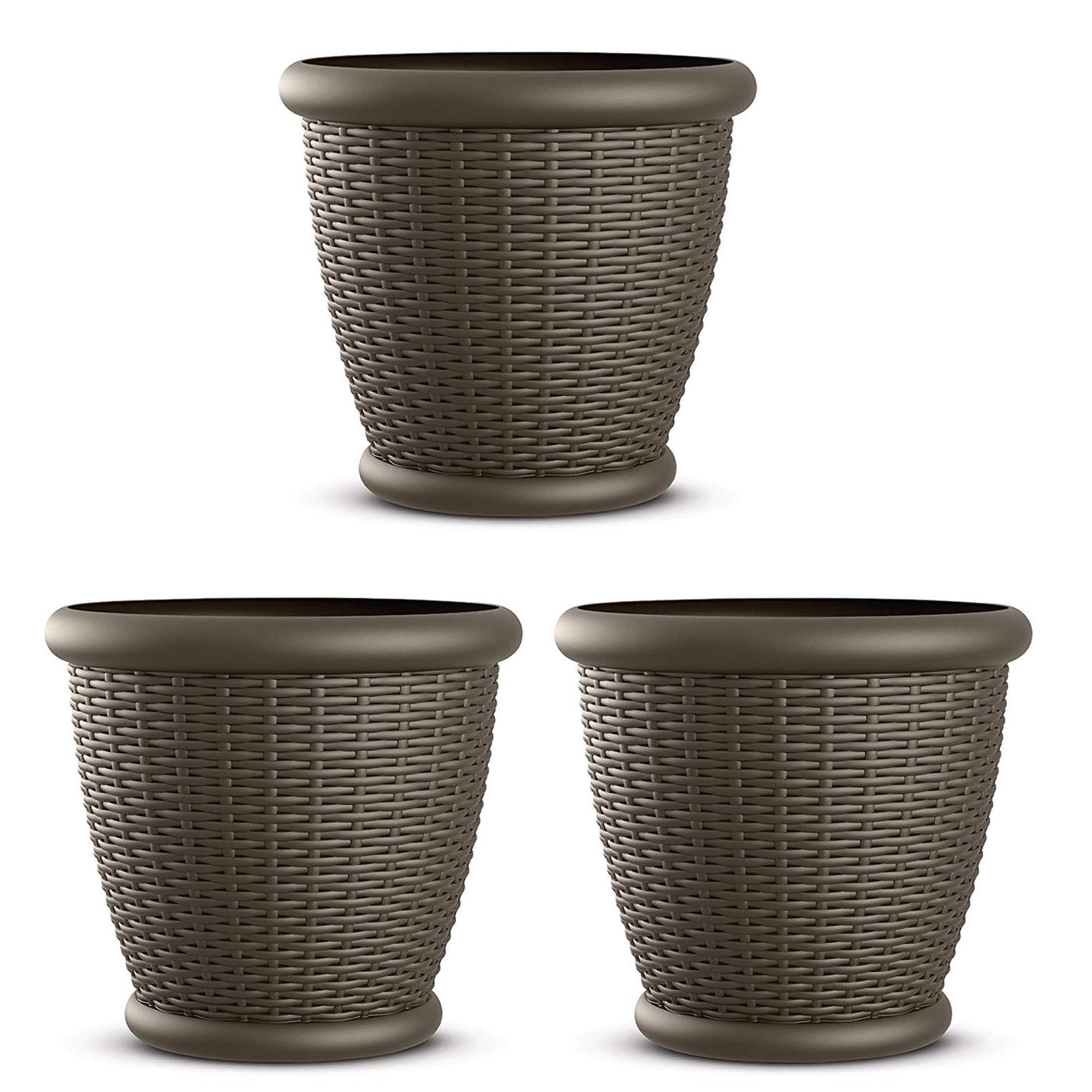 Amazon.com : Suncast 3 Pack Wicker Planter w/Drillable Drain Holes