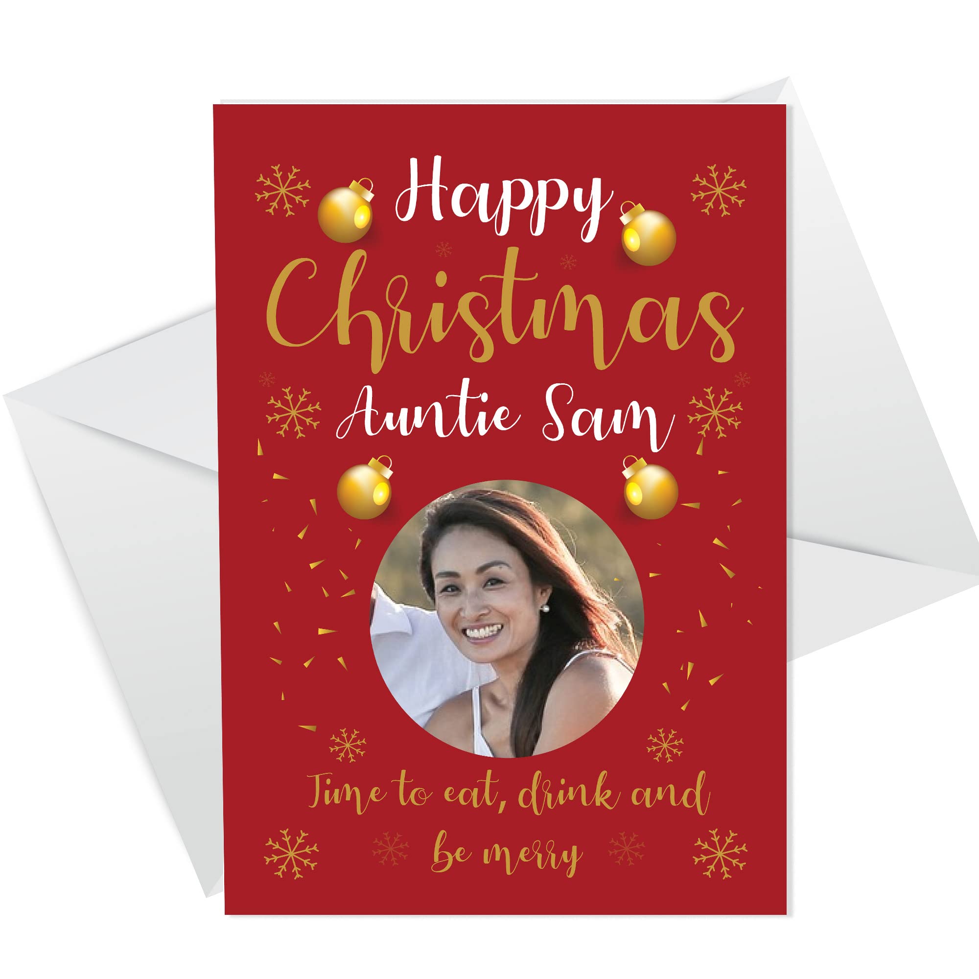 RED OCEAN Personalised Christmas Card For Auntie Photo Card For Her Auntie Christmas Card