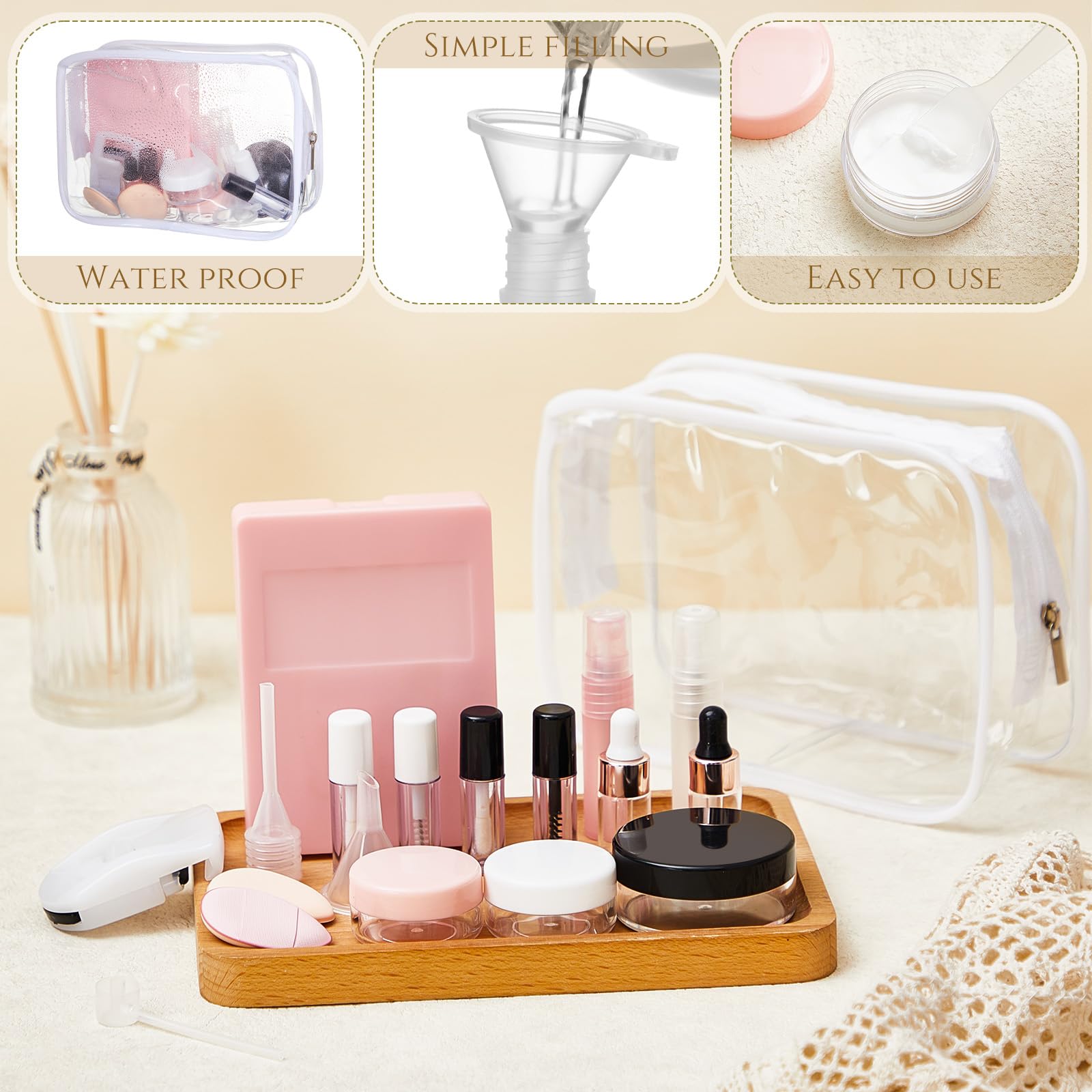 Maxdot 20 Pack Travel Makeup Containers Set Mini Makeup Brush