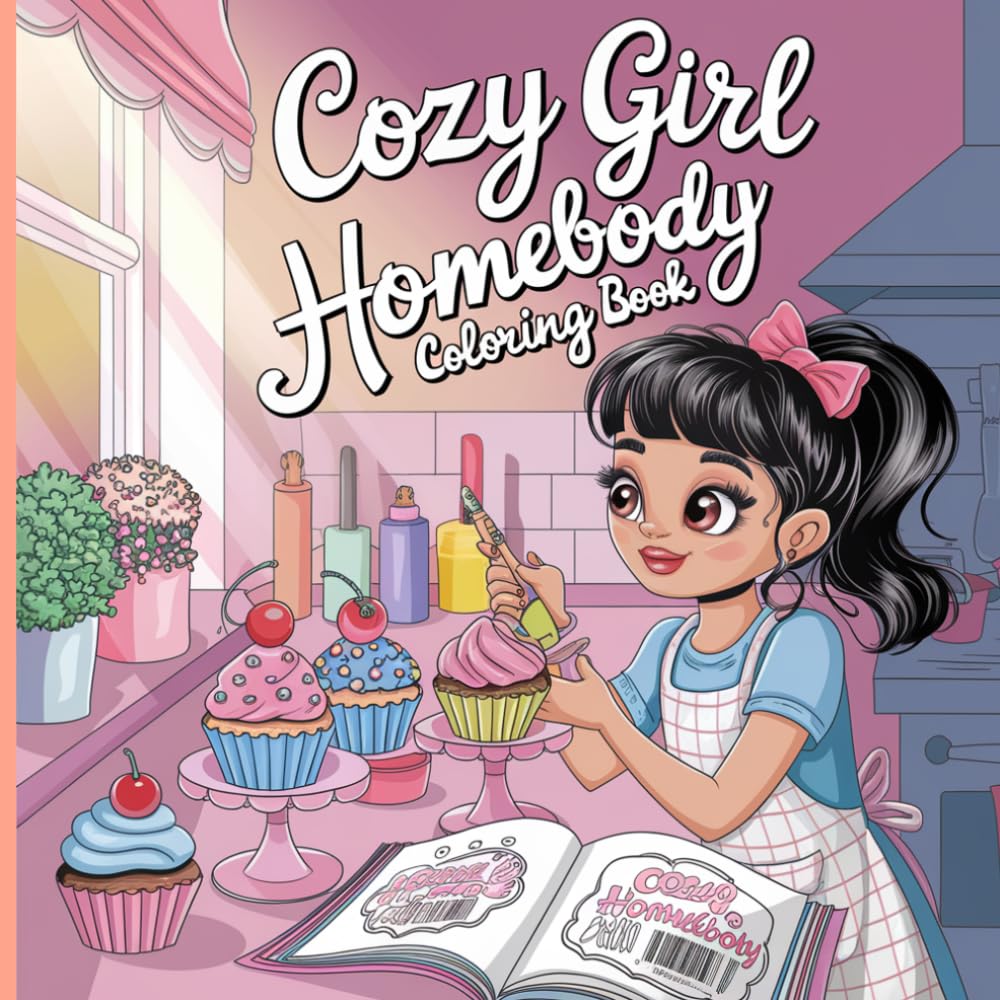 Cozy Girl Homebody Coloring Book: 46 Charming Scenes of Baking, Tea Time, Plants & Home Life for Teens and Adults