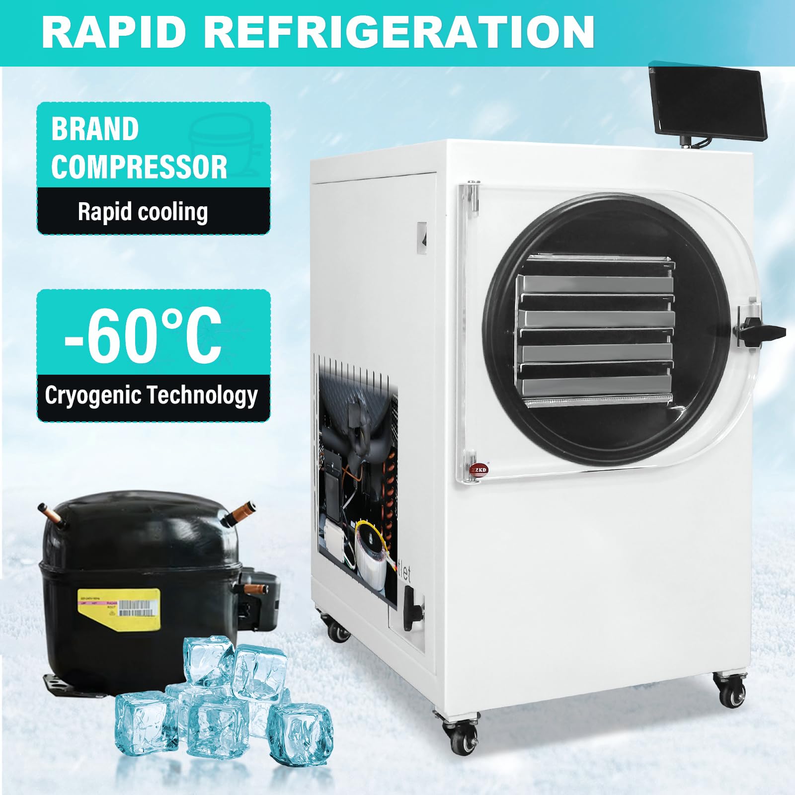 Freeze Dryer Gefriertrockner für zuhause mit 4 Ablagen, 5 kg Kapazität: Dehydrator für Lebensmittel Für Handel & zuhause! Ideal zum Konservieren von Lebensmitteln