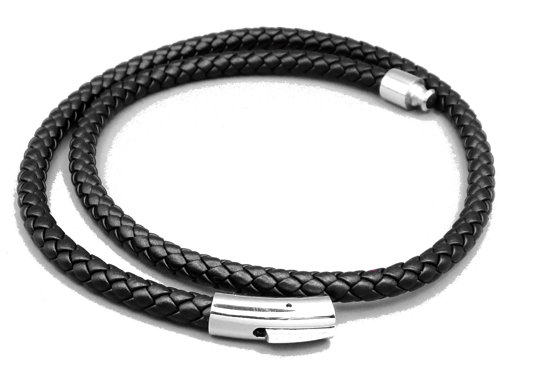 KIKUCHI JEWELRY Lederkette Lederhalsband Kalbsleder aus sechs Bändern geflochten Ø 6mm Schwarz Edelstahl Verschluss für Herren & Damen TOP (XXL (60 cm))