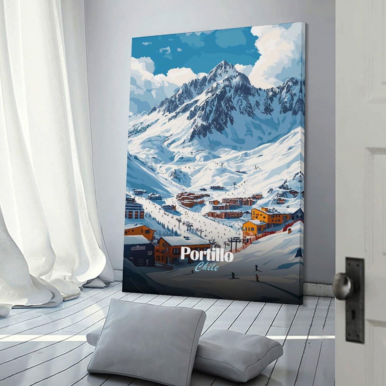 Junmoney Portillo Ski Resort, Chile Decorative Wall Artwork, 20x30inch(50x75cm), for Study, Office Or Focused Interiors, A Smart Decor Choice for Study Walls