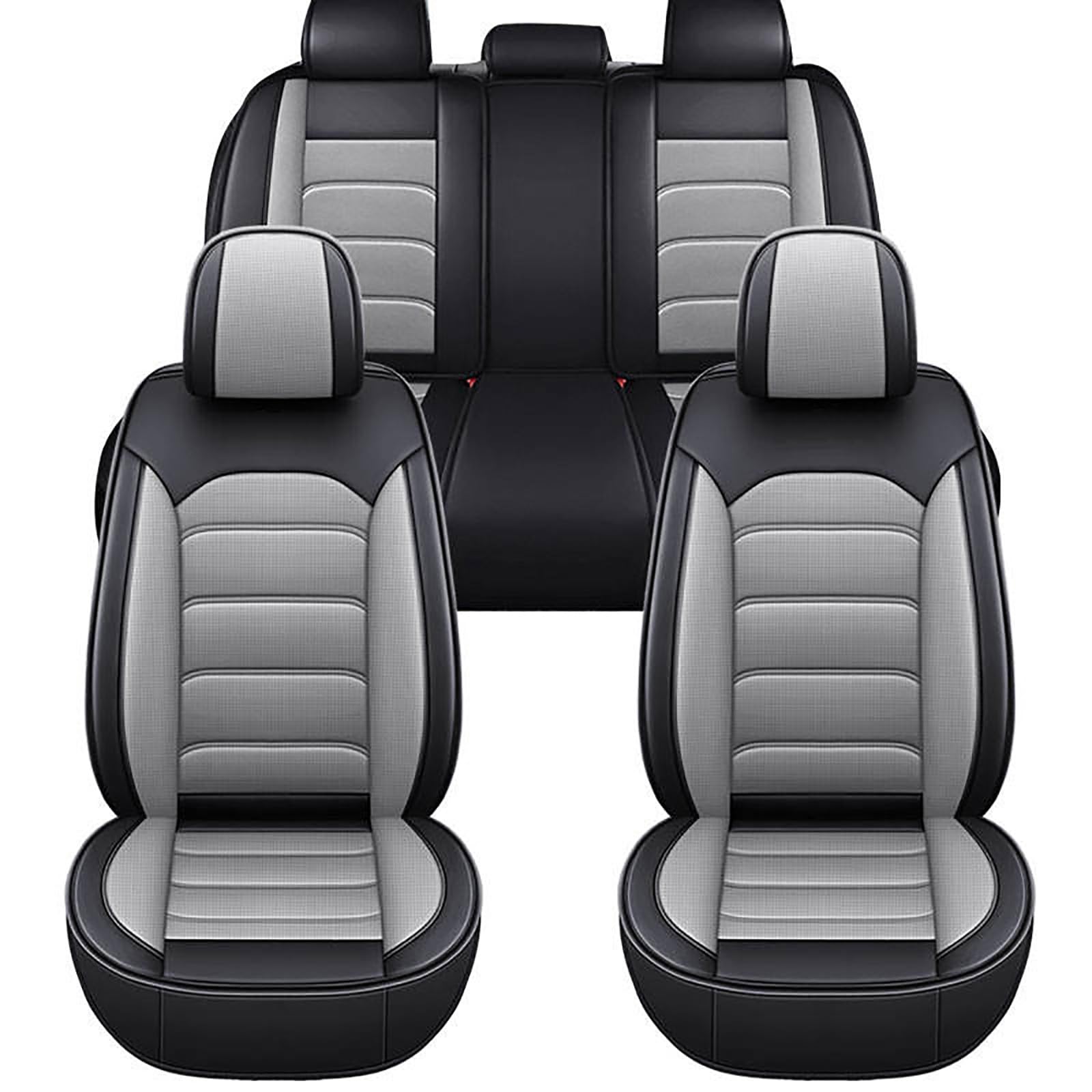 Housse Siège Auto pour Peugeot 3008/5008 Ensemble Complet Housse Siege Voiture Universelle 5 Places Cuir PU Respirant Étanche Anti-Dérapant Compatible Airbag,Couvre Interieu Accessoire(Grau)