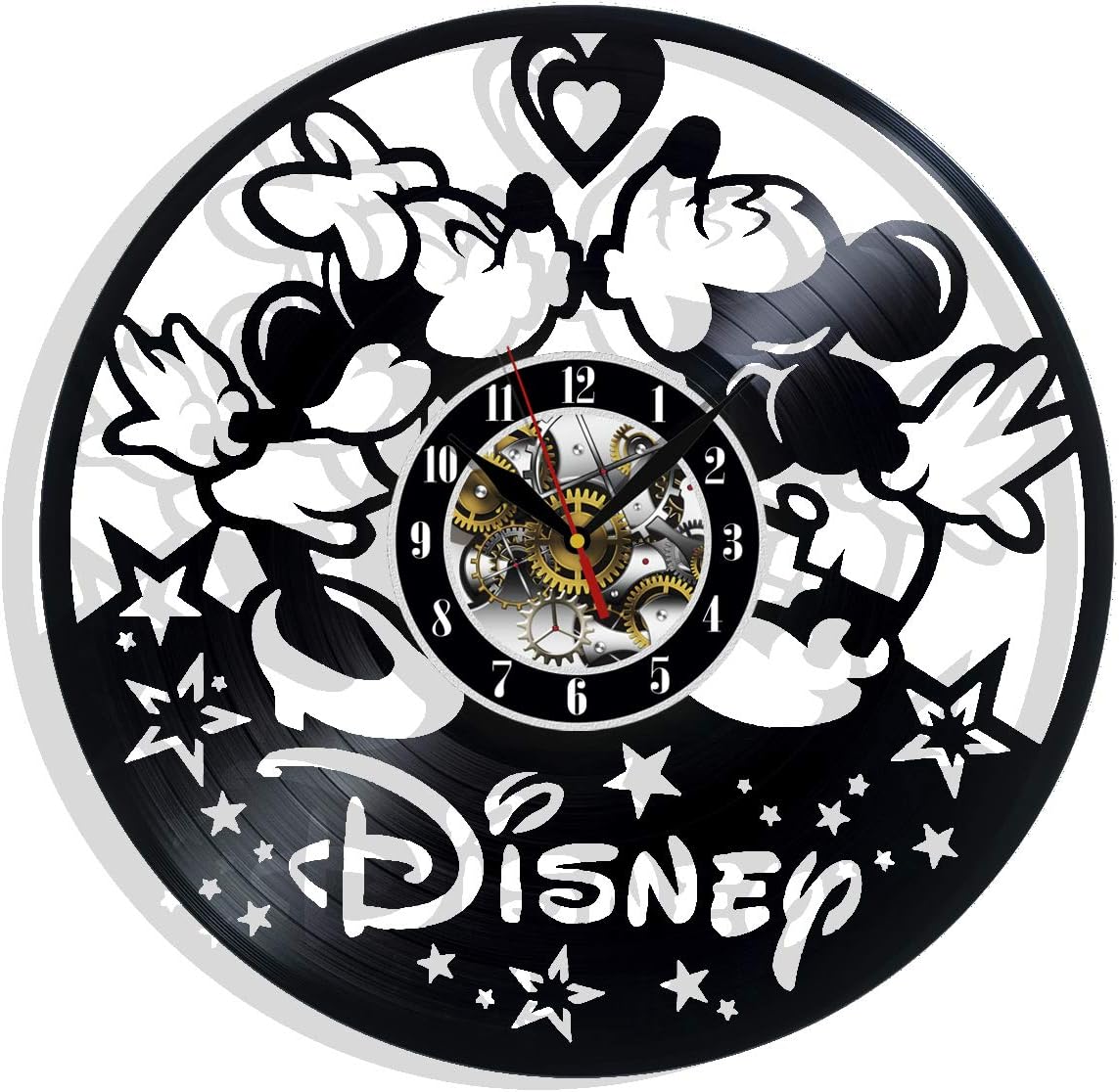Mouse Love Vinyl Record Wall Clock Walt Surprise Ideas Best Friends Birthdays Art Home Room Decor Gift for Birthday Holiday Christmas 12” LP Clock Black