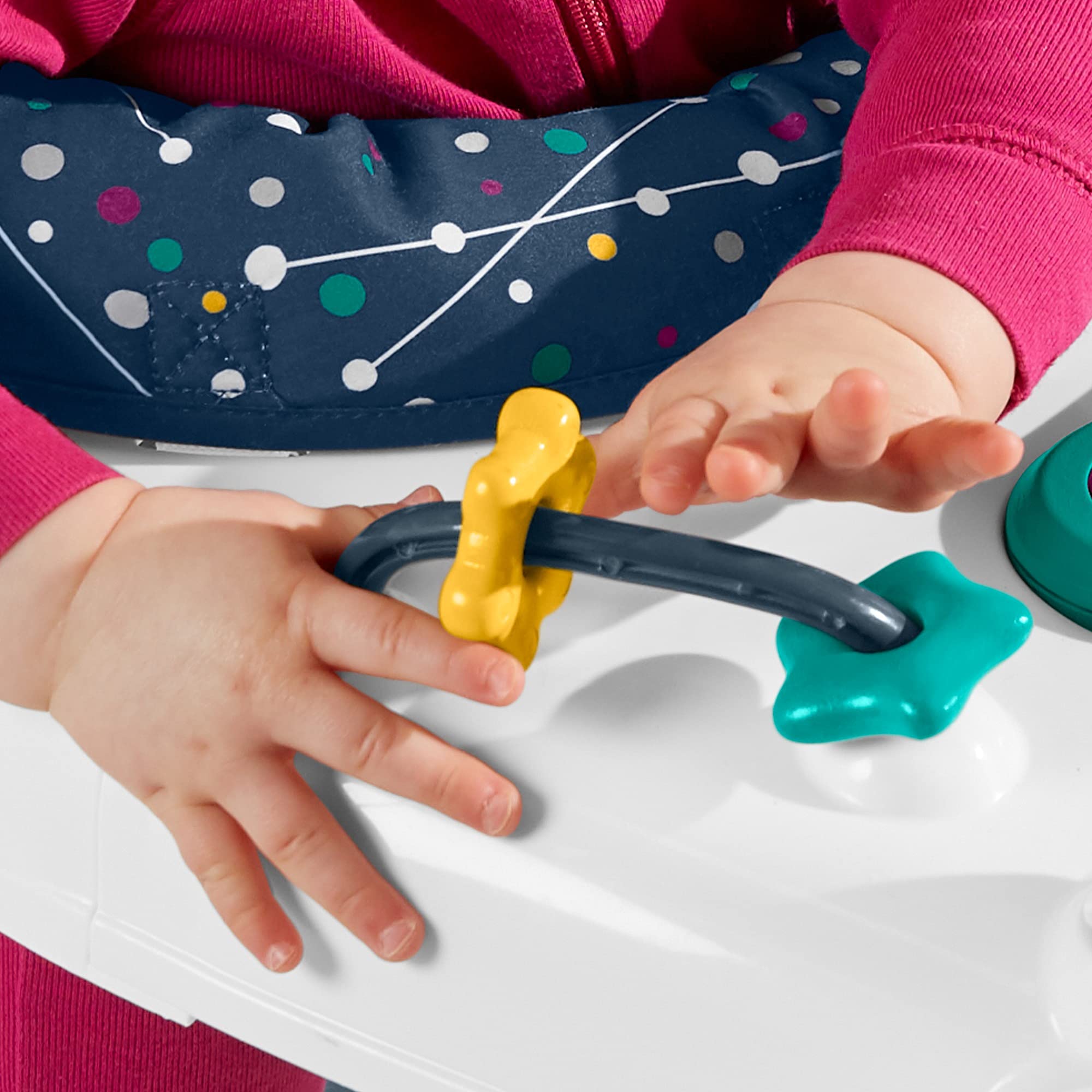 Fisher-Price Jumperoo Compact Chats de l’Espace Trotteur Bébé avec Siège à Rebond Lumières Musique Jouets Interactifs 11,3 kg HBG73