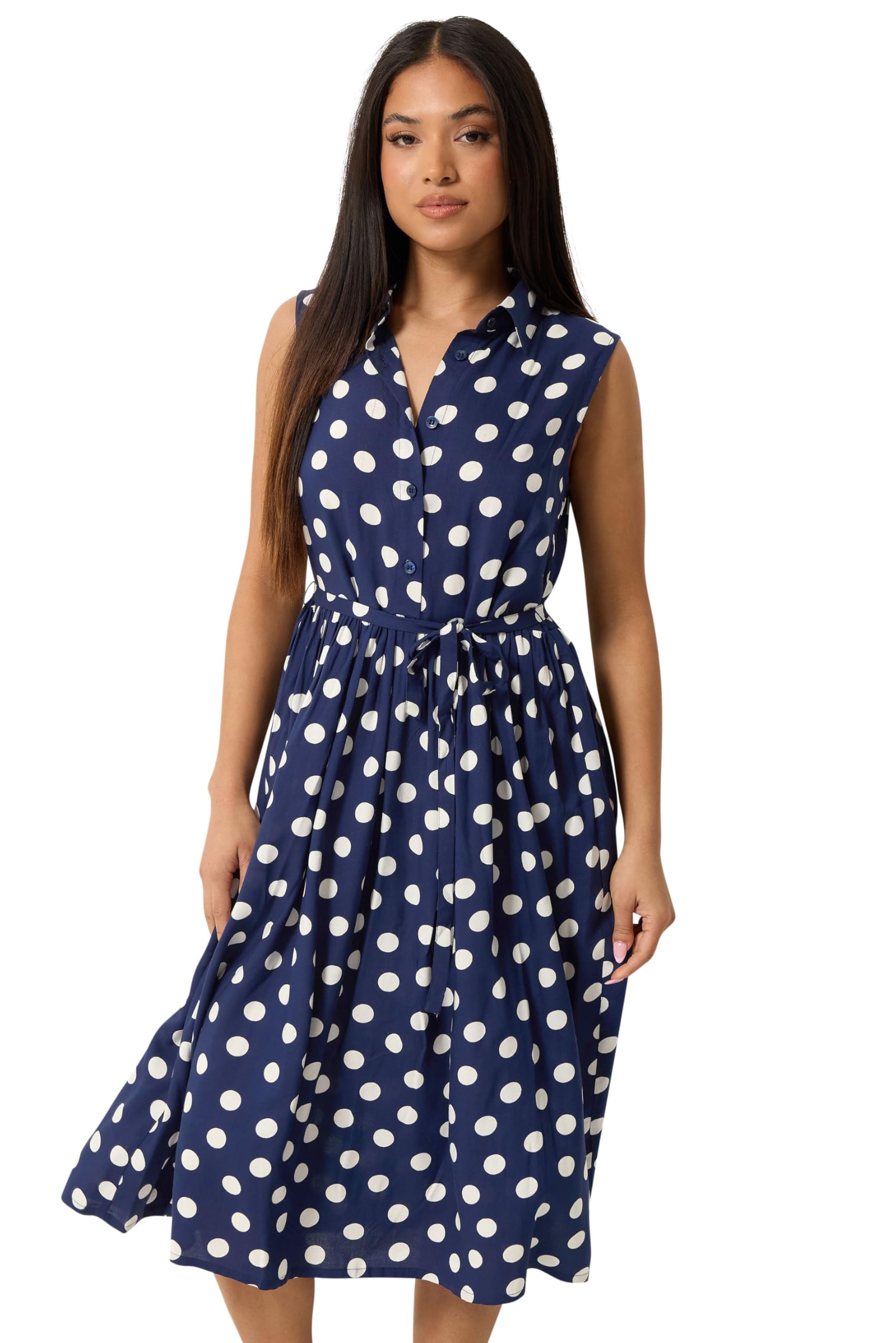 M&Co Petite Women's Polka Dot Shirt Dress