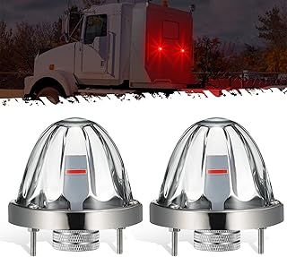 Partsam 2Pcs Glass Watermelon Lights [Patented] Clear Lens Red LED Side Marker Turn Signal