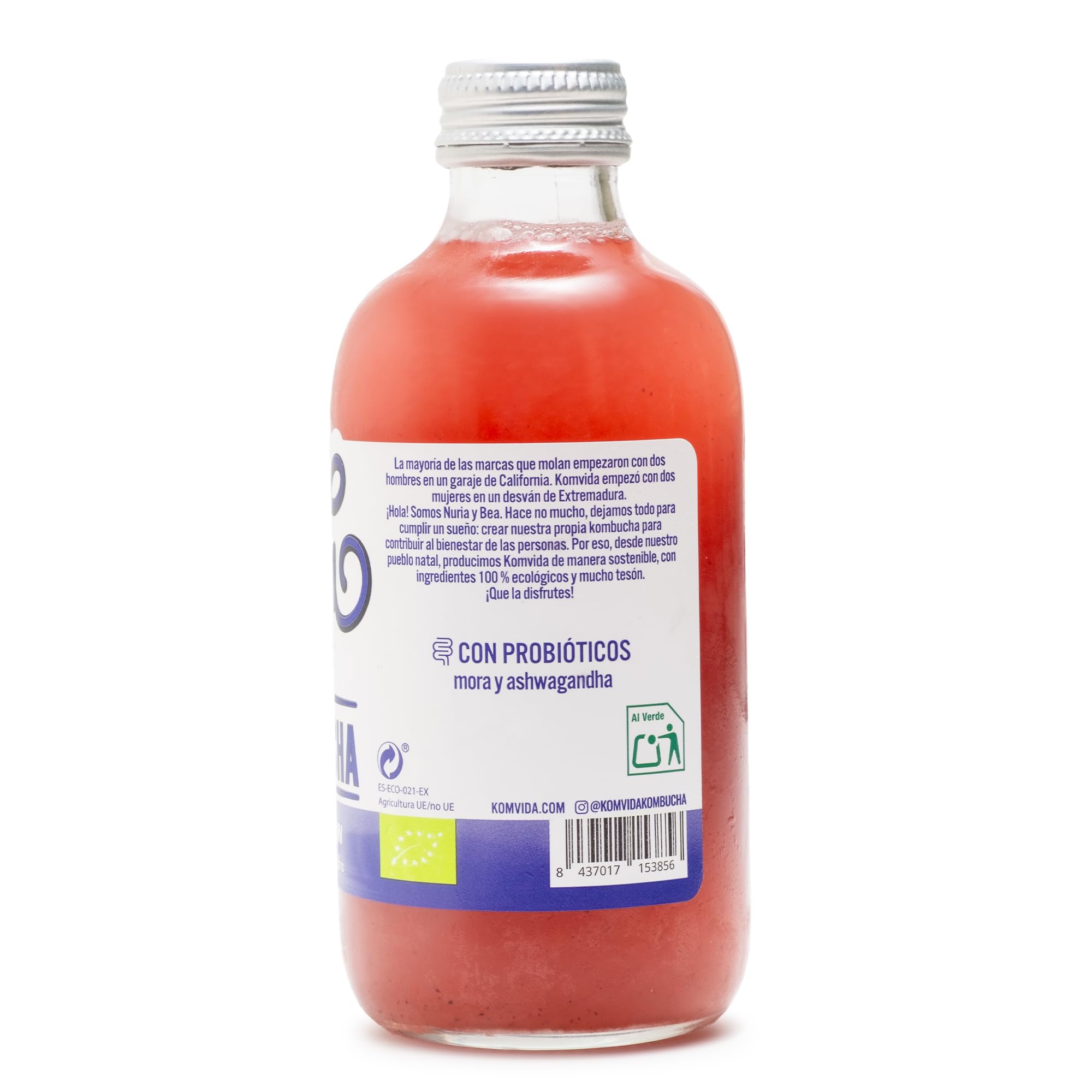 Komvida Kombucha Pack 12x250ml - Bebida Ecológica de Té fermentado, Probióticos Naturales, Sin Azúcares Añadidos - Sabor Superflow