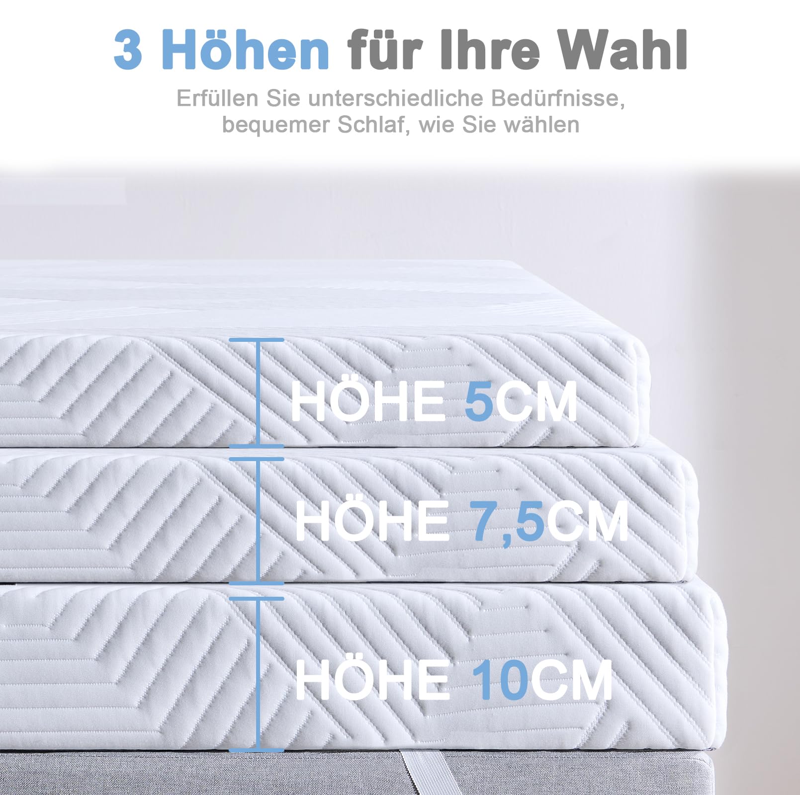 Twirest Coprimaterasso 180 x 200 cm, altezza 7,5 cm, gel e schiuma confortevole, fodera lavabile, per letto a rete imbottita