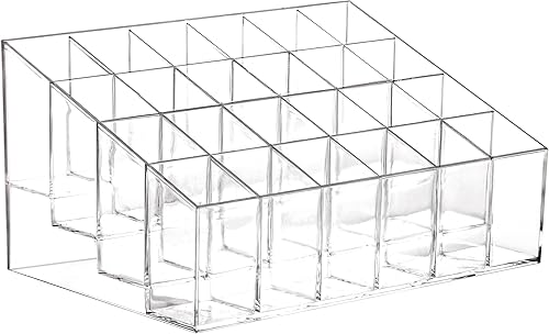 Tecbeauty Soporte para Lápiz Labial, 24 Ranuras Organizador de Lápiz Labial Transparente Acrílico Exhibidor de Almacenamiento de Brillo Labial,