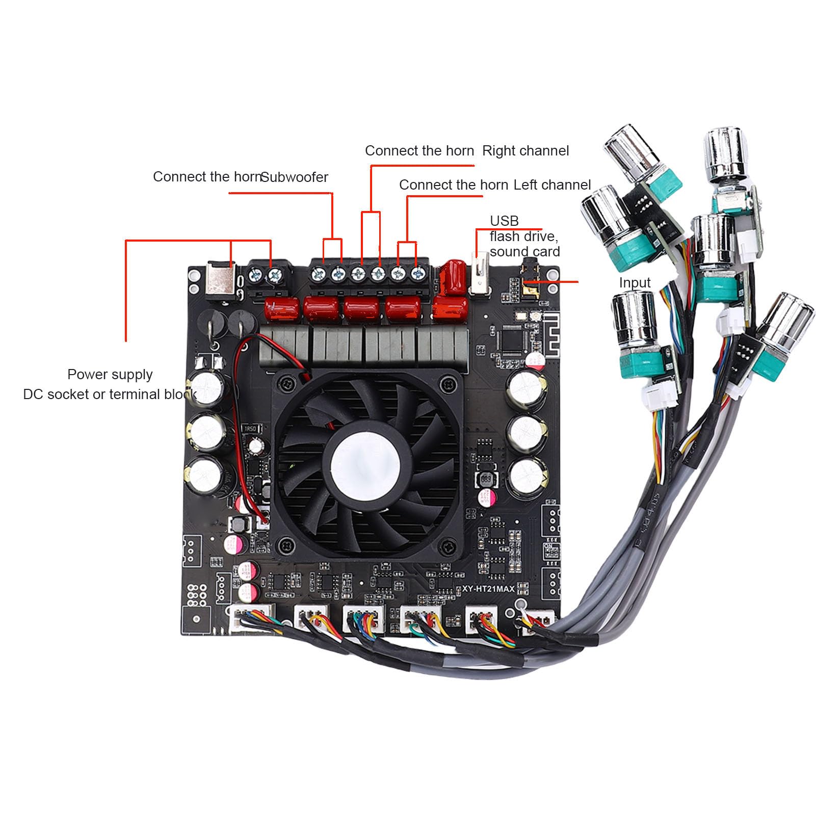 Alomejor Placa Amplificadora de 2.1 Canales con Control de Graves