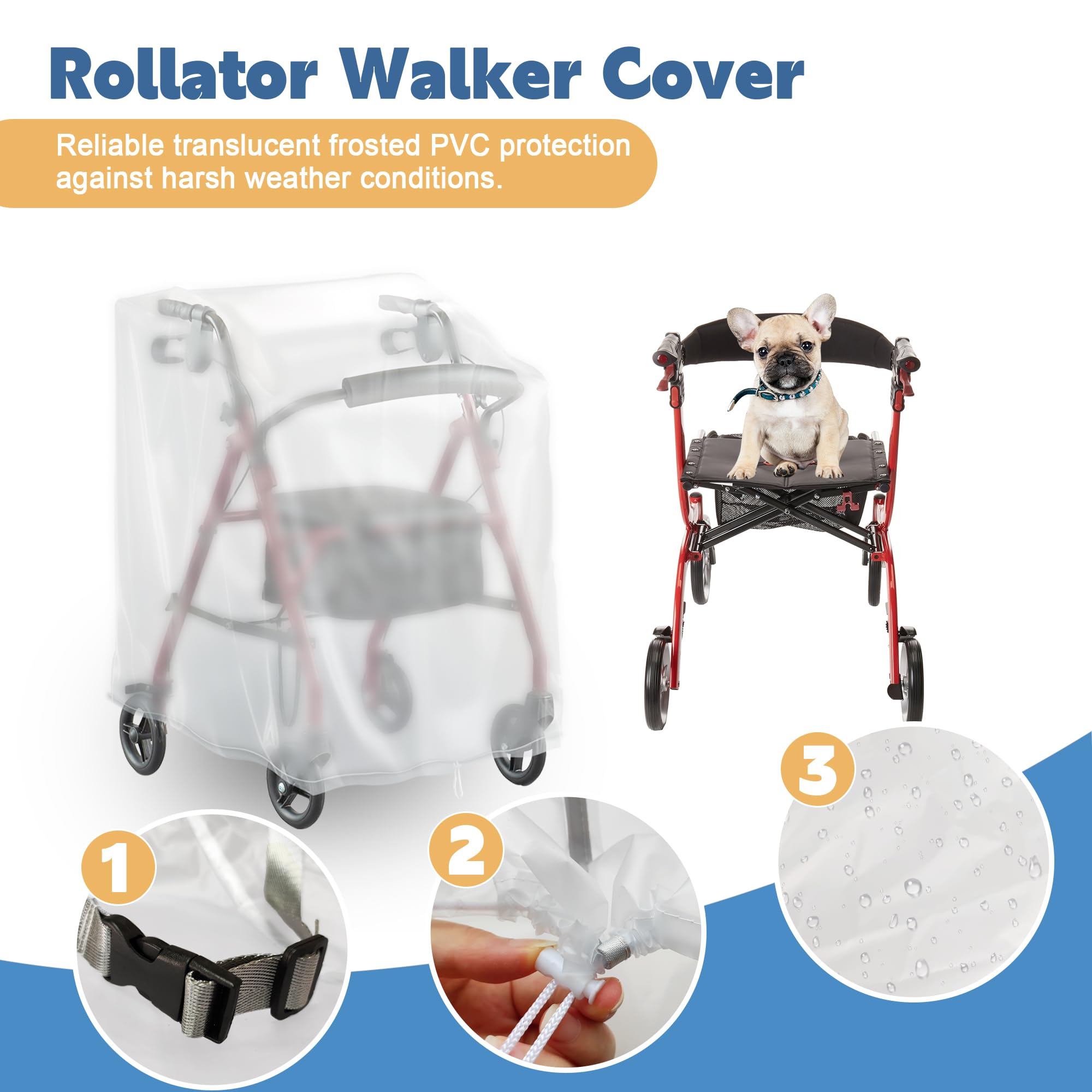 Pokrowiec na rollator Walker - pokrowiec dla spacerowiczów dla seniorów, wodoodporny pokrowiec ochronny, pasuje do chodzika z kółkami i siedziskiem (tylko pokrowiec, typ matowy)