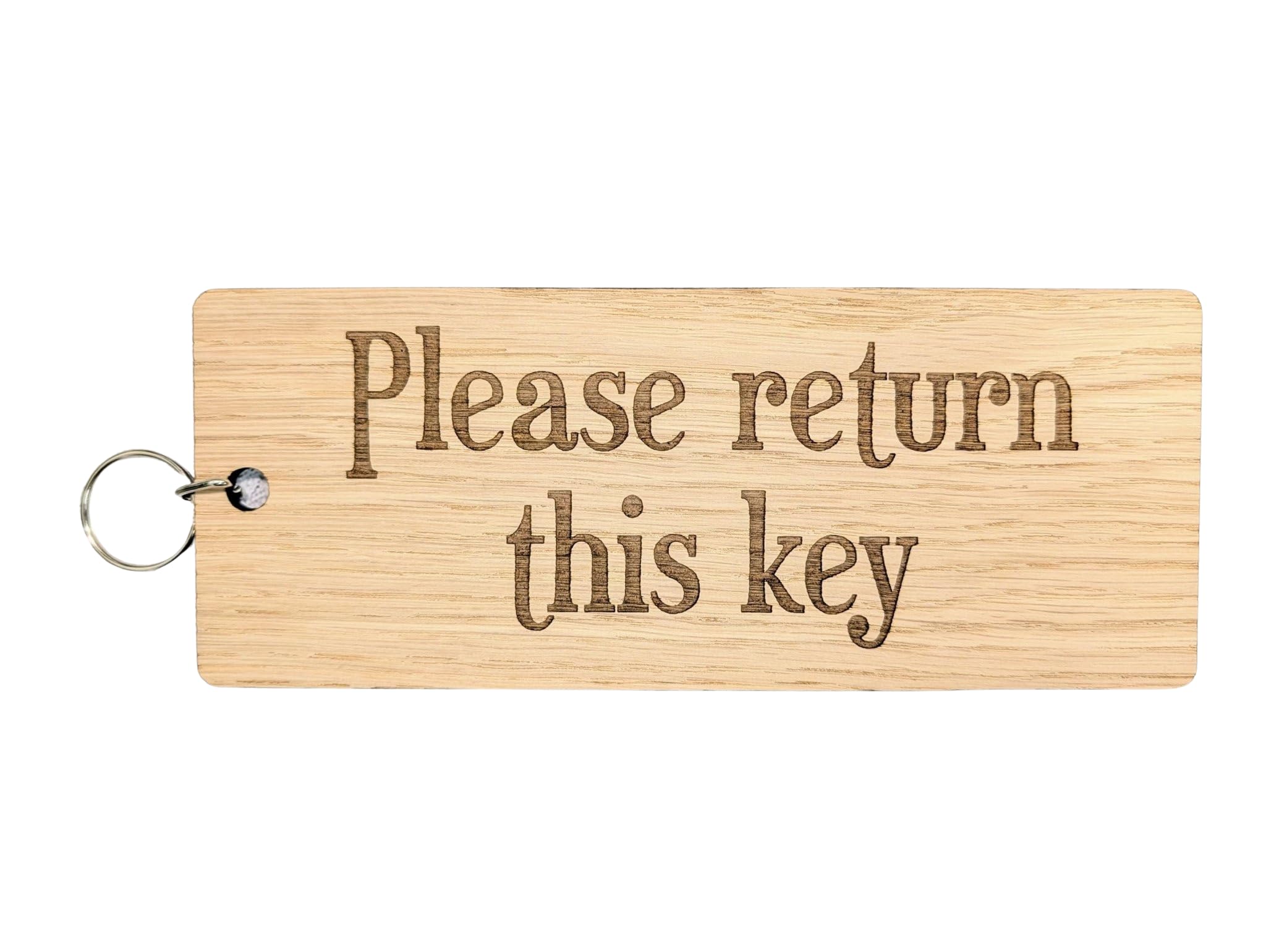 Cherry Grove Craft Extra-Large 200x80mm Oak Keyring with 'Please Return This Key' Message - Ideal for Important Keys or Habitual Key Losers, Eco-Friendly