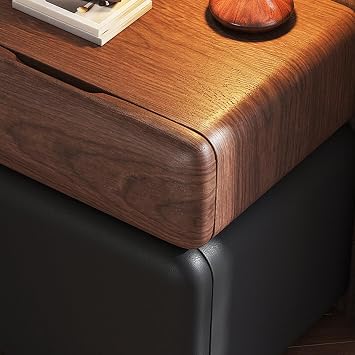 Bedside Table Two-Tier Bedside Table with Drawer and Storage Compartment for Bedroom Use Bedroom(Black,Small)