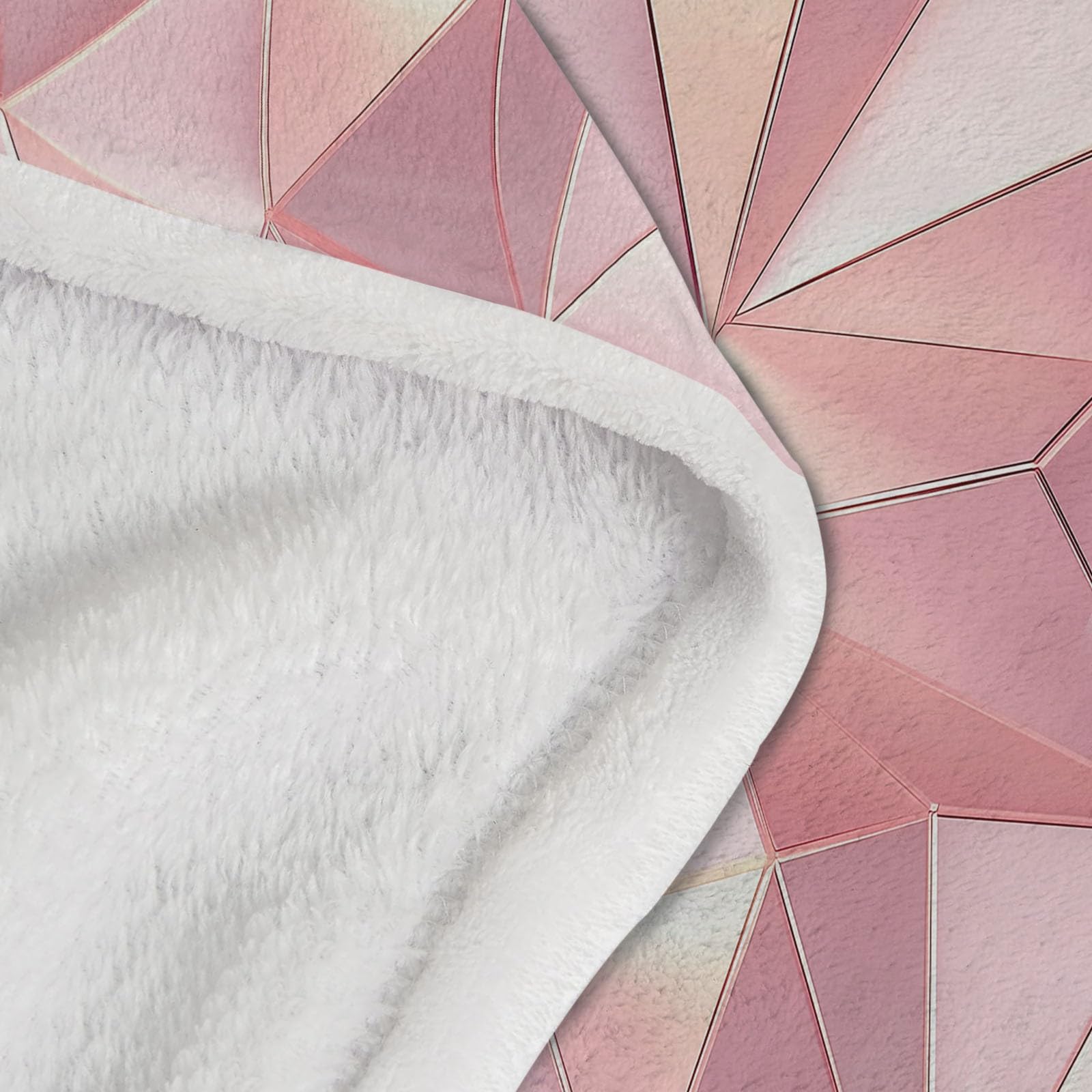 Manta con Polígono Rosado, 220x240 cm Manta Geométrico, Bonita Mantas acogedora versátil Suave cálida y Ligera para sofá Cama Camping Viajes