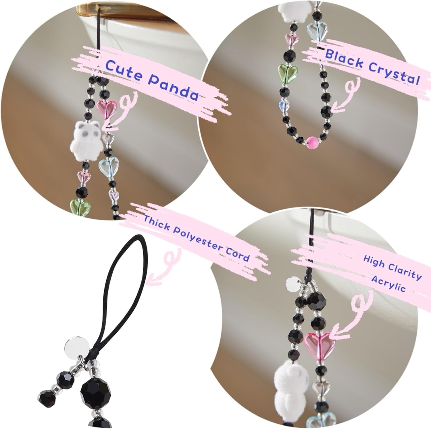 Phone Strap Charm, Cute Accessories for Women Girls, Durable Thick Polyester Cord, Phone Lanyard for Keys, Bag, Purse - Image 3