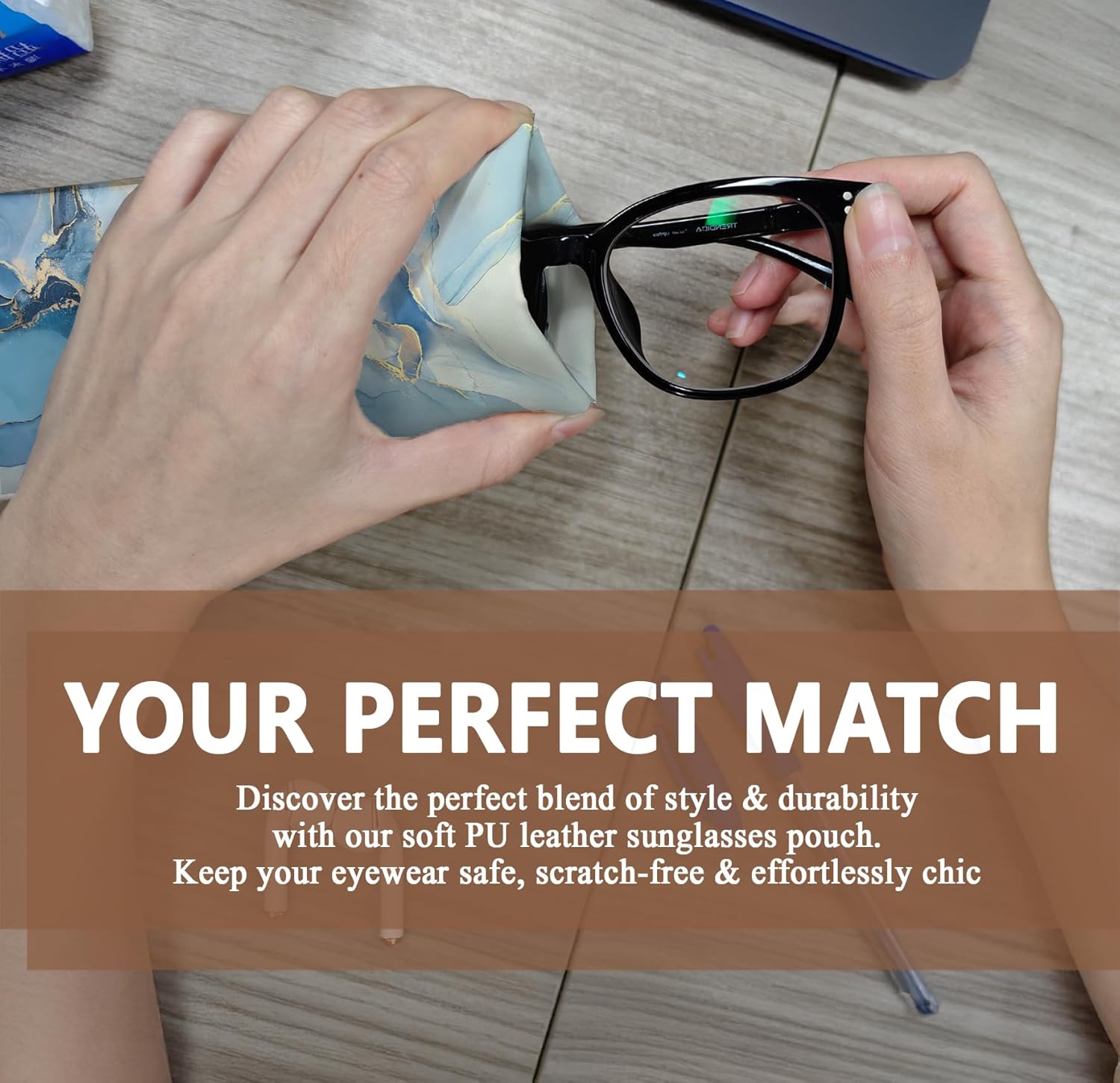 Eyeglasses Sunglasses Case PU Soft Squeeze Top Glasses Pouch for Women Floral Pattern Portable Anti Scratch - Image 7