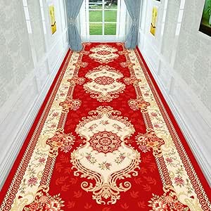 Amazon.com: Red Gold Oriental Retro Runner Rug for Entryway Indoor ...
