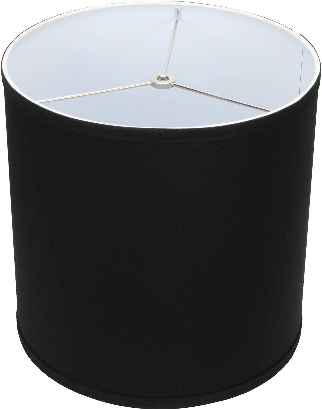 FenchelShades.com 12" Top Diameter x 12" Bottom Diameter 12" Height Cylinder Drum Lampshade USA Made (Black)