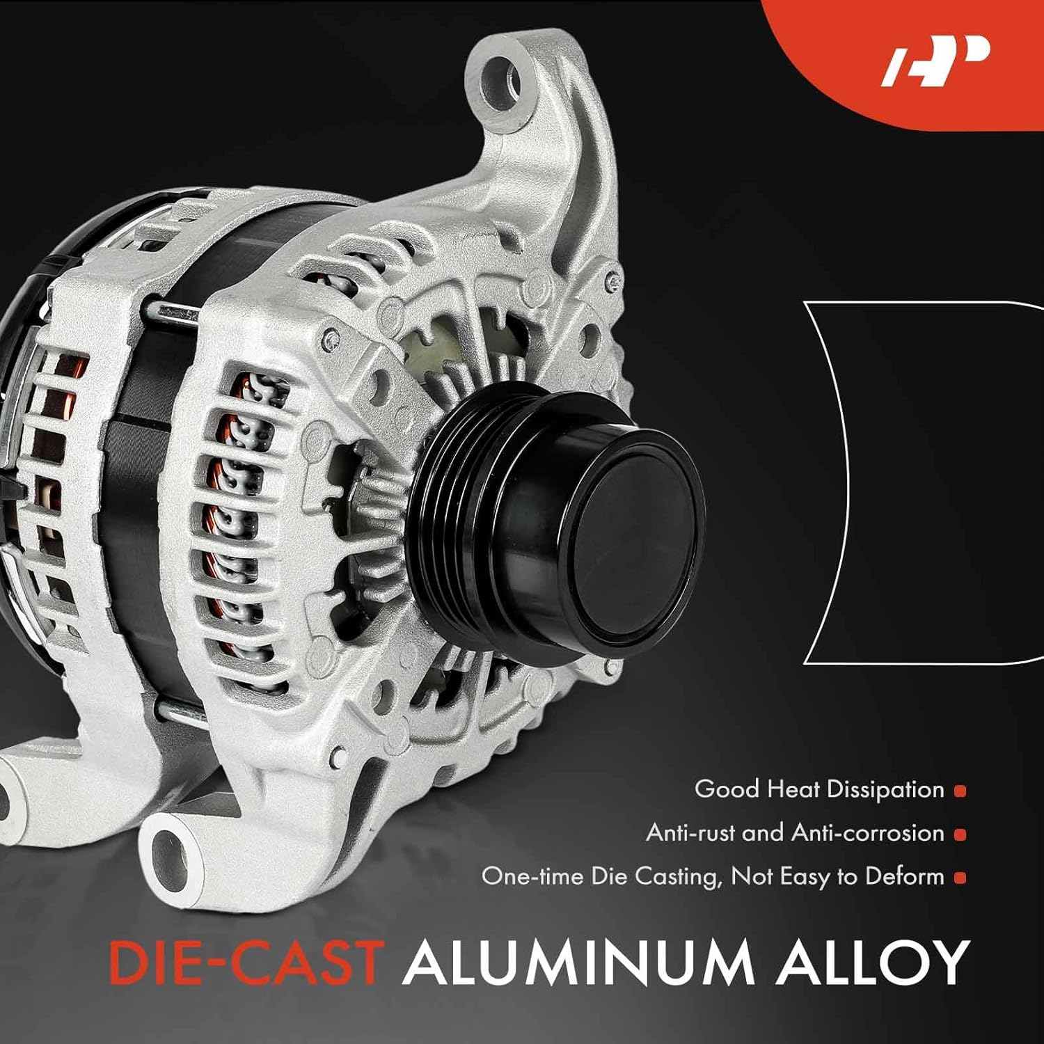 A-Premium Alternator Compatible with Ford Edge & Lincoln Nautilus, 2019 2020 2021 2022 2023, 2.0L, 12V 200A 4-Groove Decoupler Pulley Clockwise, Replace# 104211-1151, K2GZ-10346-B