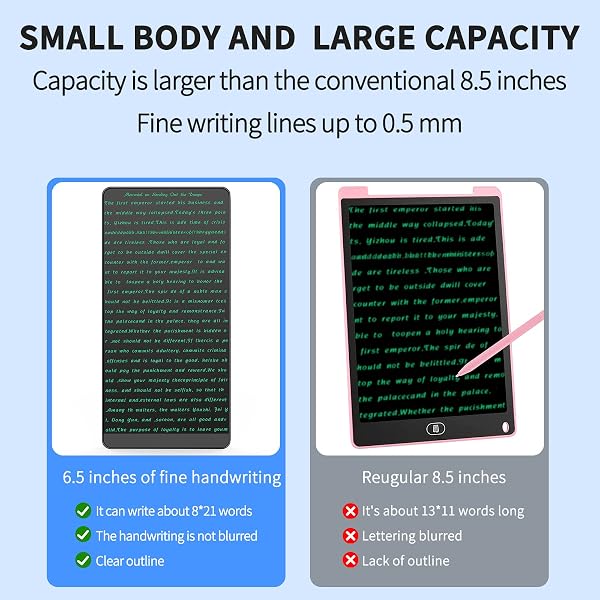 LONGTOO Tablette d'écriture LCD, bloc-notes numérique plein écran pour adultes et enfants, bloc-notes réutilisable avec interrupteur de couloir, dessin, prise de notes et laisser un message, 16,5 cm - 4