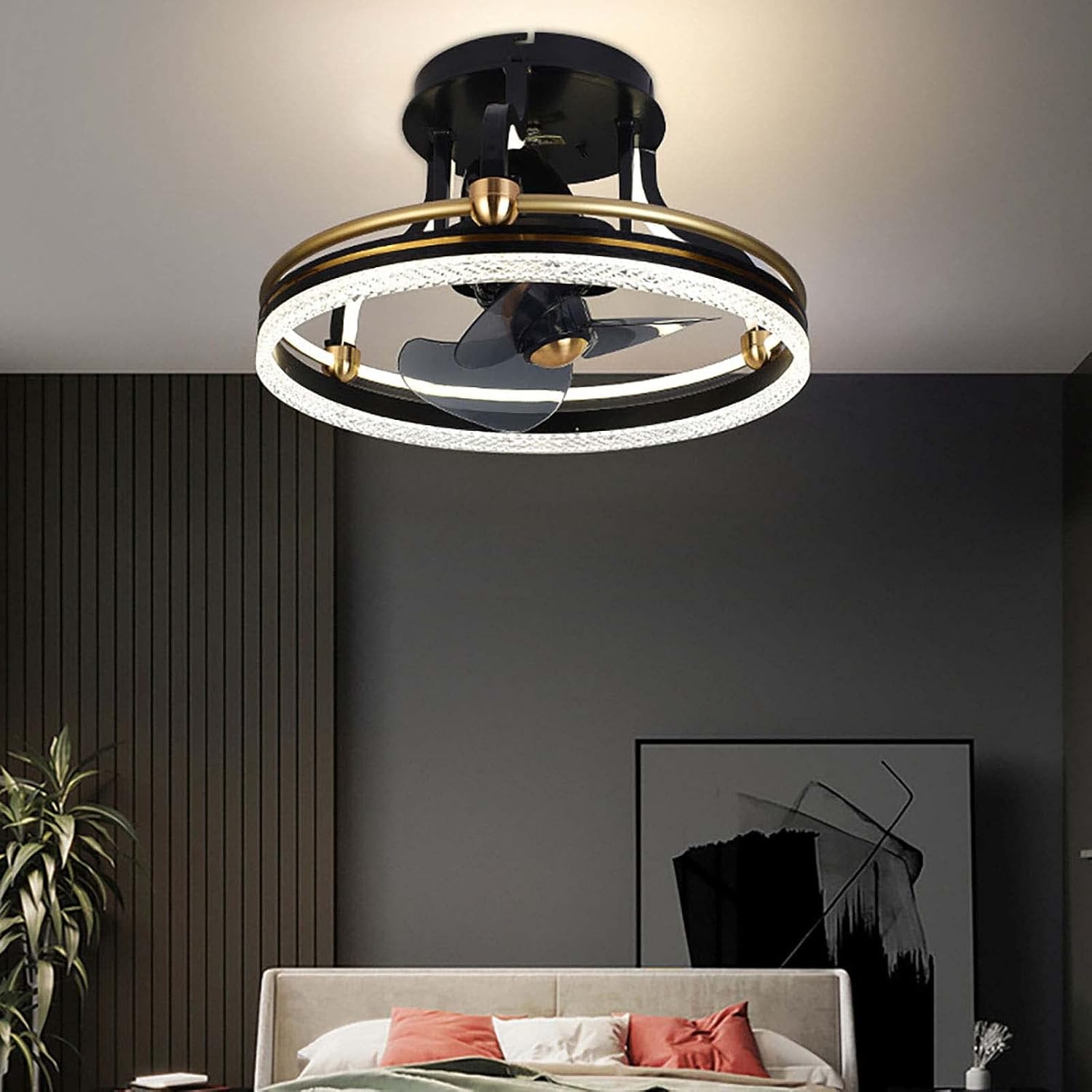 YUEGOO Industrial Retro Swing Head Ceiling Fan with Light 3 Speed Dimmable Dining Room Bedroom Minimalist Led Silent Fan Light/a