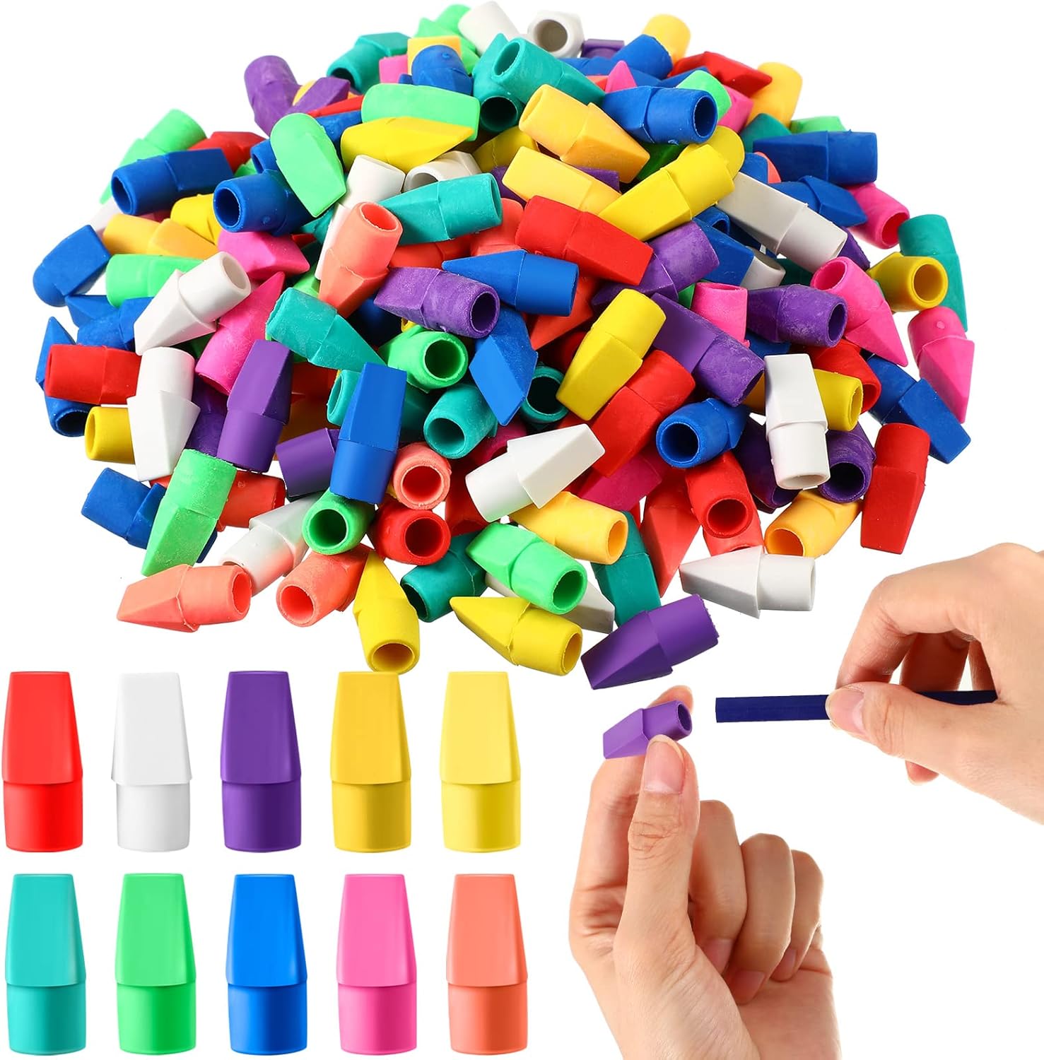 1000 Pcs Pencil Top Erasers Colored Cap Erasers Erasers Pencil Top