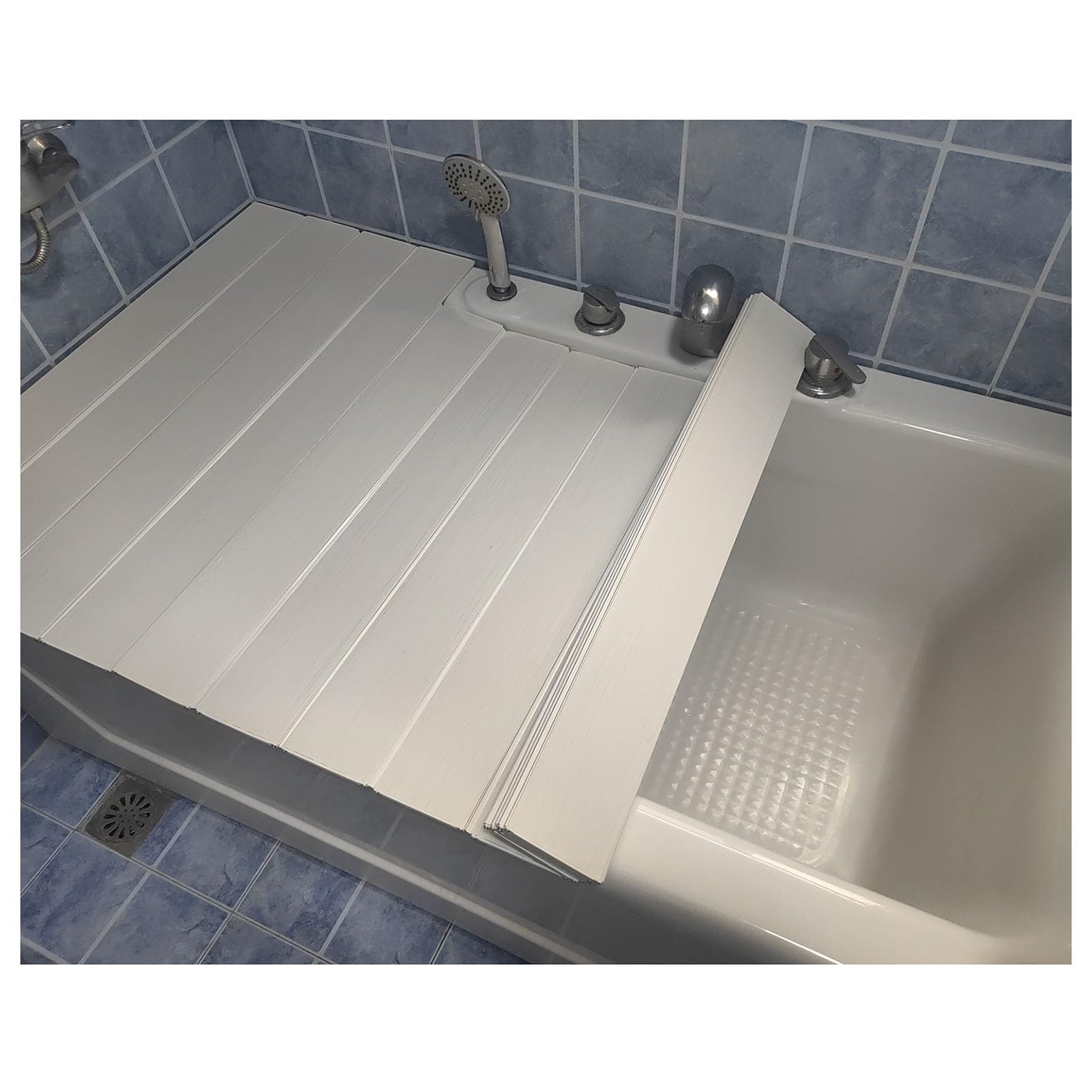 Copertura Vasca da Bagno, Pieghevole Coprivasca Vassoi Vasca da Bagno Grano di Legno Antipolvere Copri Mensola Bagno per Un Perfetto Relax, 0,6cm Spessore Pieghevole(66x97x0.6cm)