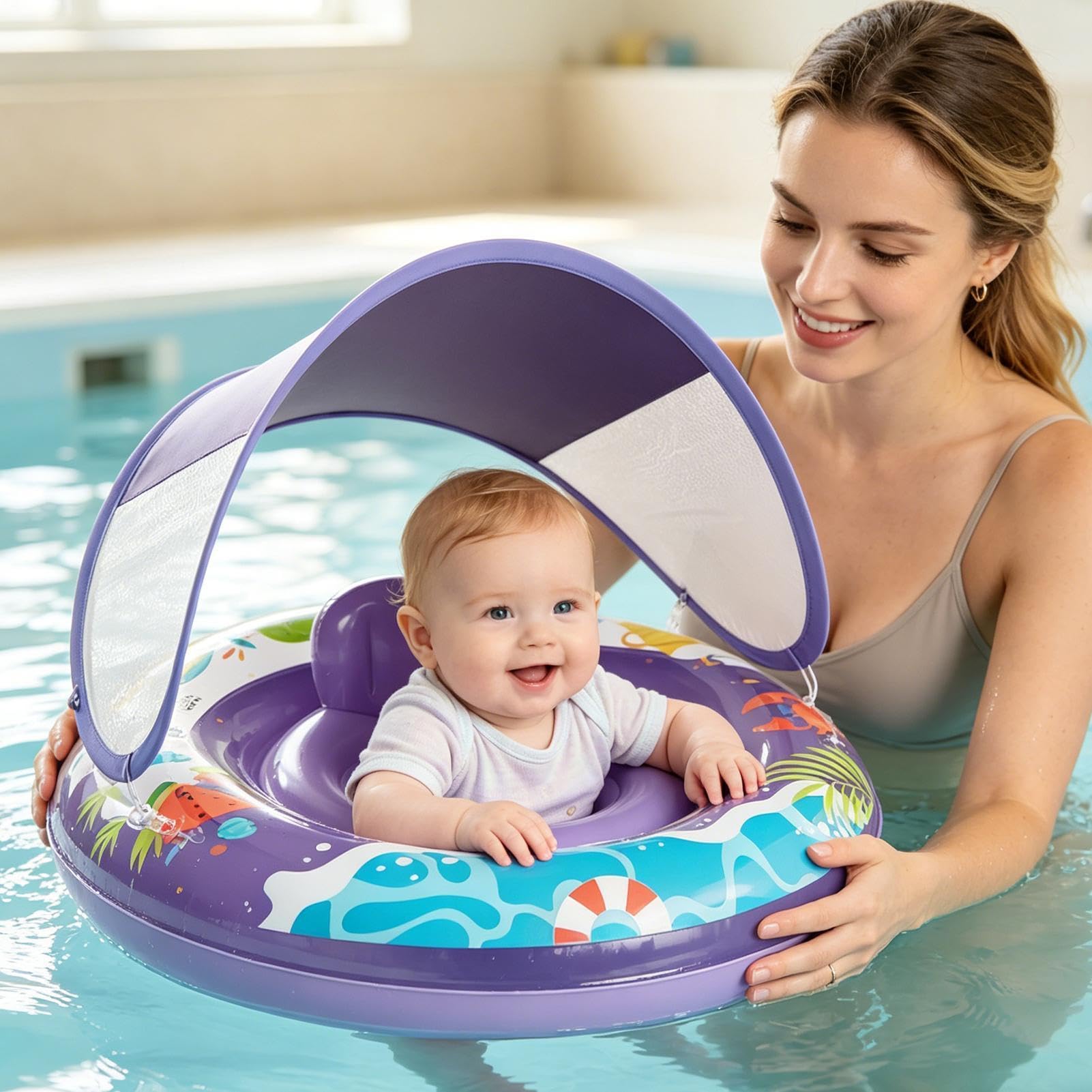 Anillo de natación para niños, transpirable, ajustable, ayuda de natación para niños, para fiestas de verano, juegos al aire libre en interiores, juegos de surf y agua