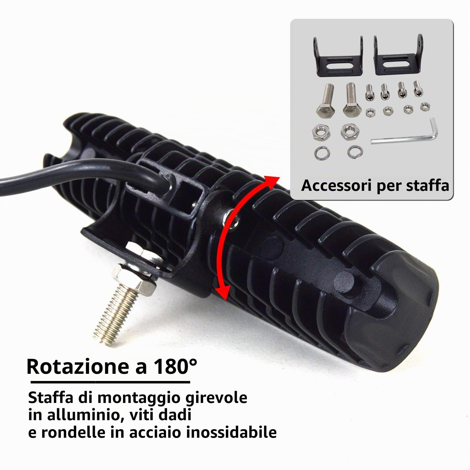 PICAA Faro da lavoro a LED, 2 x 6 pollici, 18 W, trattore, 12 V, 24 V, impermeabile, per escavatori, trattori, carrelli elevatori, ATV, camion, offroad