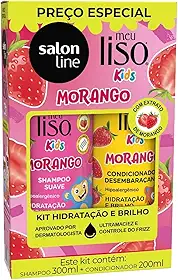 Salon Line, Kit Shampoo e Condicionador, Meu Liso Kids, Morango, Vegano - Para Cabelos Lisos, 2 Unidades