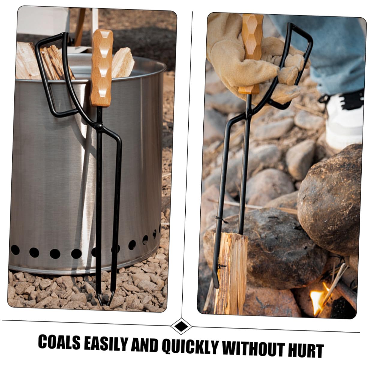 Pinza Manico Carbone per Legno Barbecue e in Stufa